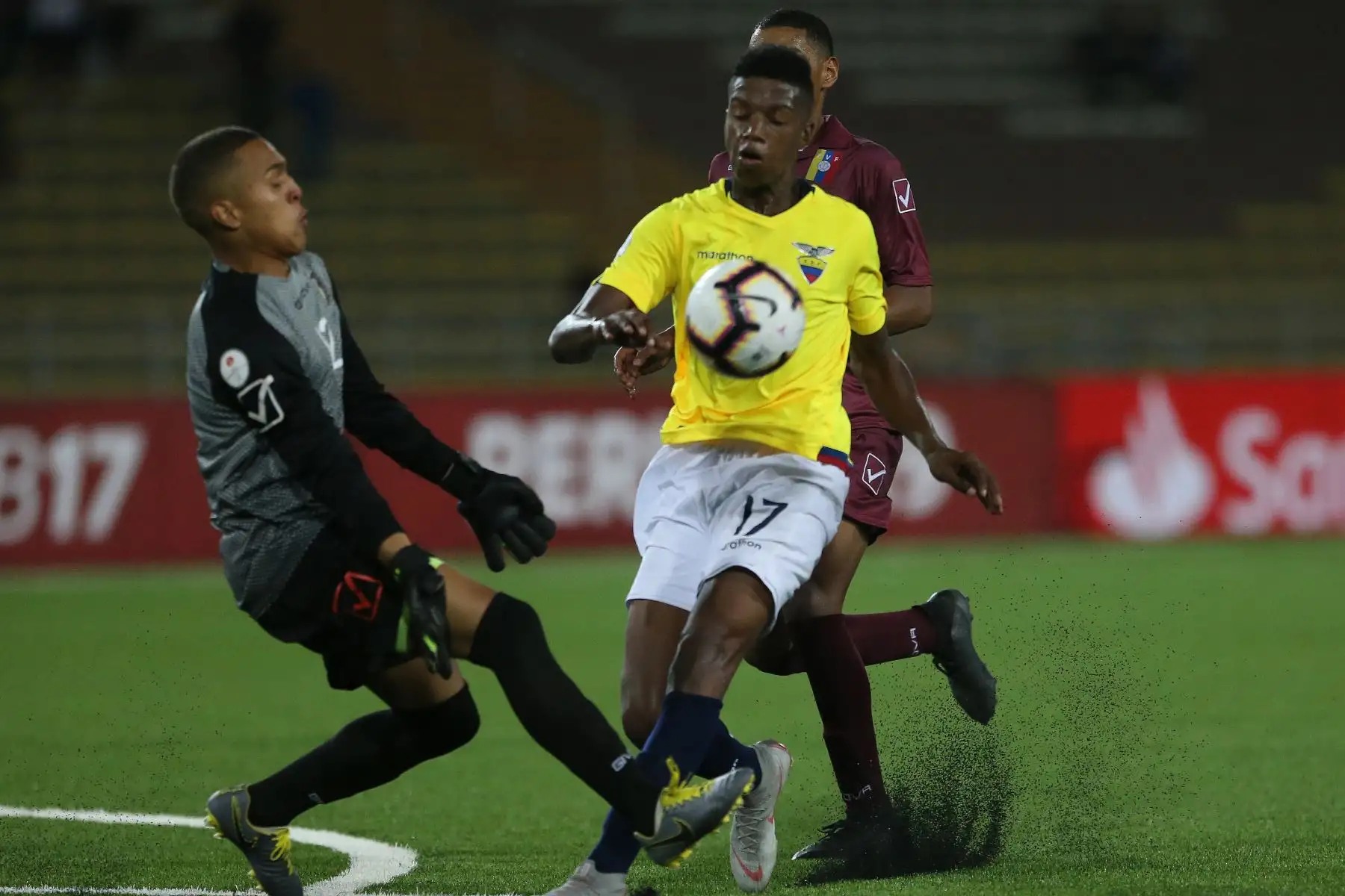 Partido entre Ecuador vs Venezuela, del Grupo A del Campeonato Sudamericano Sub 17, en el estadio de la UNMSM. Foto: ANDINA/ Jhony Laurente