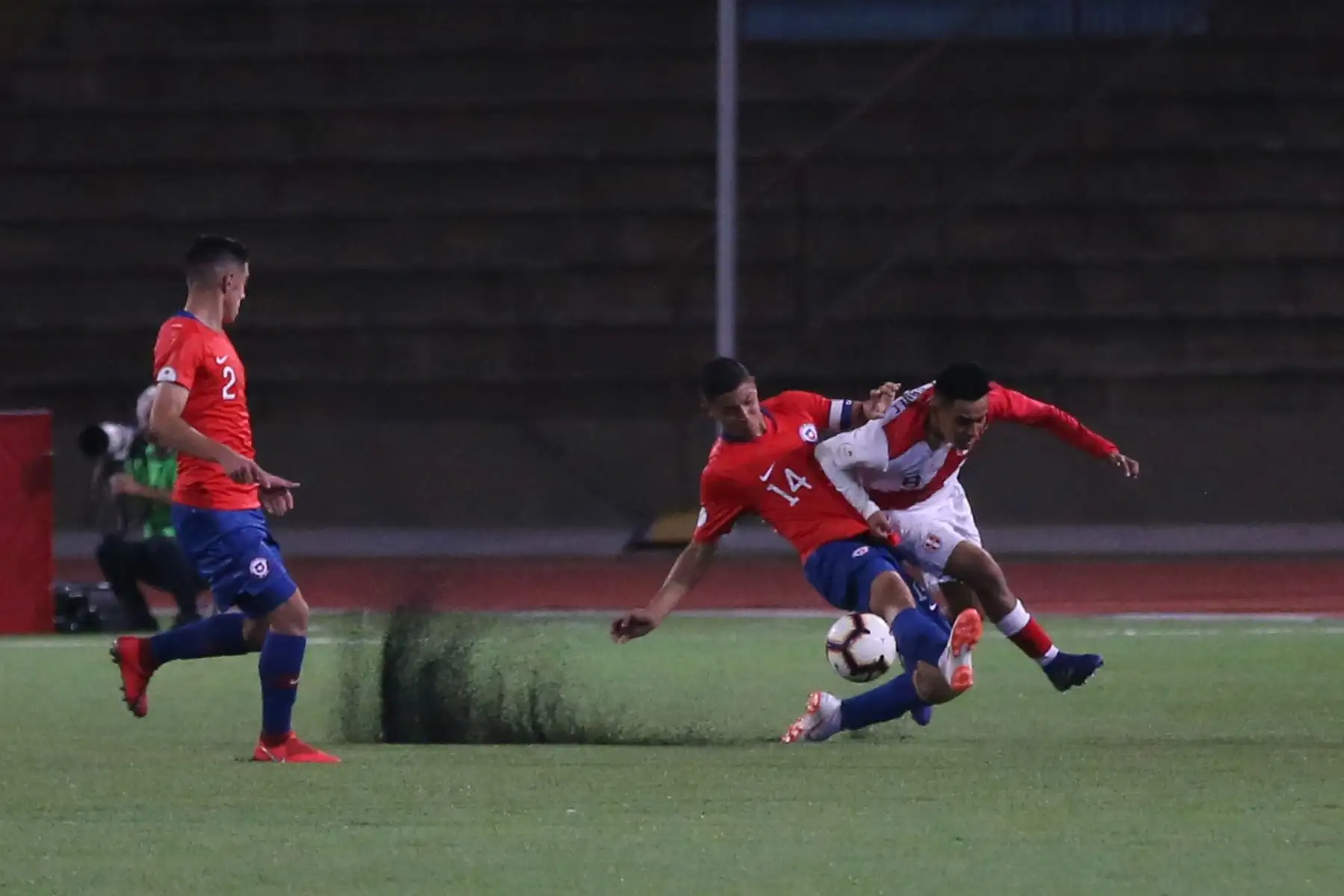 Partido entre Perú vs Chile, del Grupo A del Campeonato Sudamericano Sub 17, en el estadio de la UNMSM. Foto: ANDINA/ Jhony Laurente