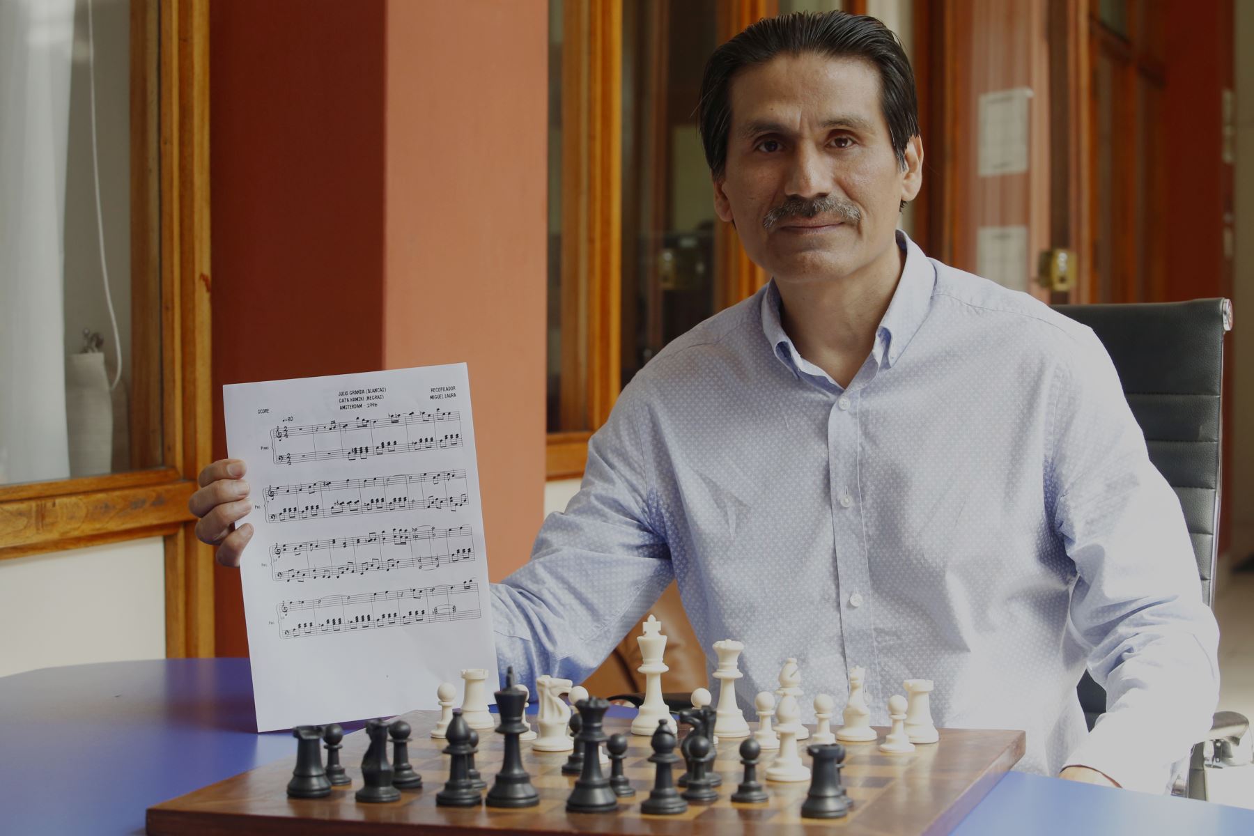 Compositor Miguel Laura, creador del sistema Chessmusic. Foto: ANDINA/Nathalie Sayago