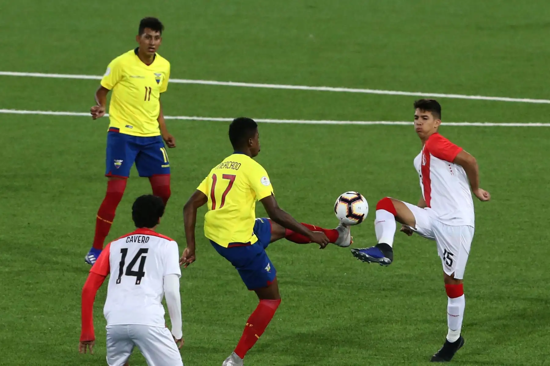 La selección sub-17 de Perú clasificó al hexagonal final del torneo Sudamericano Sub-17, tras vencer por 2-0 a Ecuador.Foto: ANDINA/Jhony Laurente