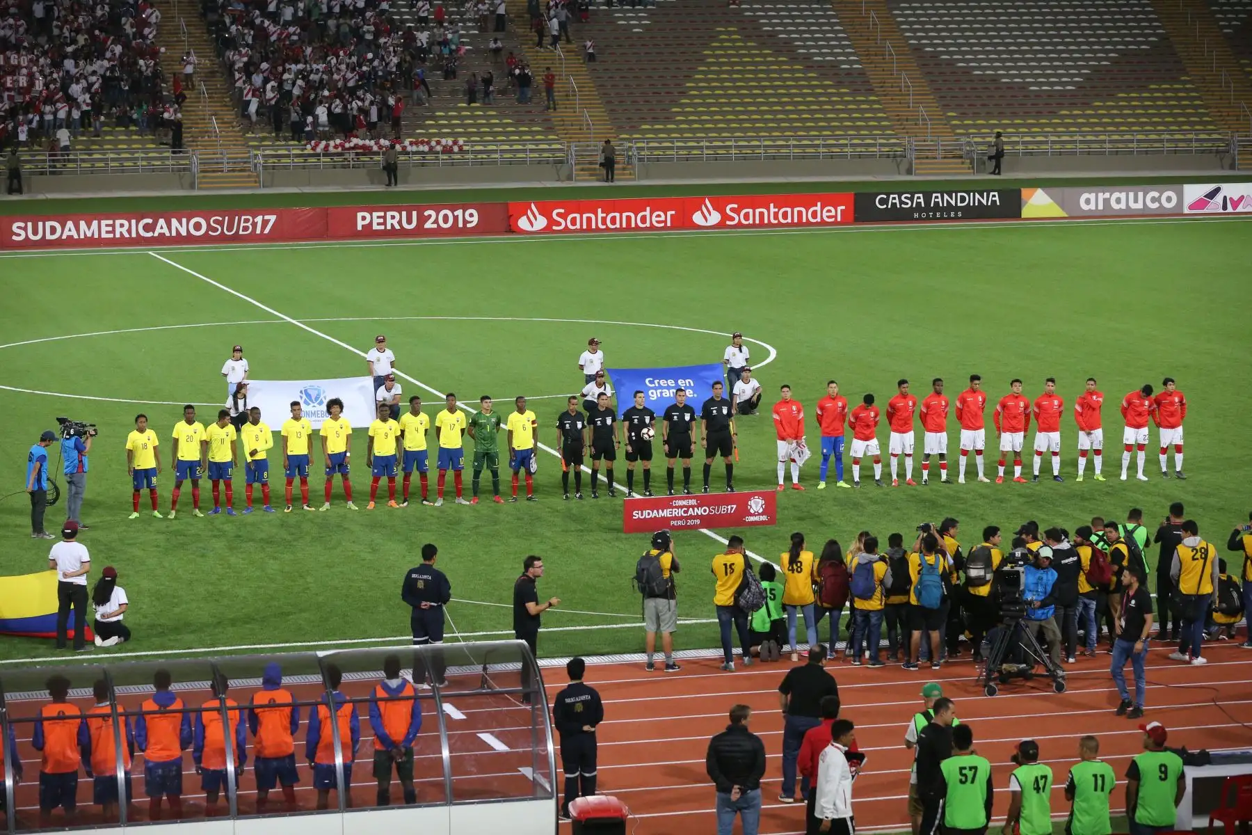 La selección sub-17 de Perú clasificó al hexagonal final del torneo Sudamericano Sub-17, tras vencer por 2-0 a Ecuador.Foto: ANDINA/Jhony Laurentee