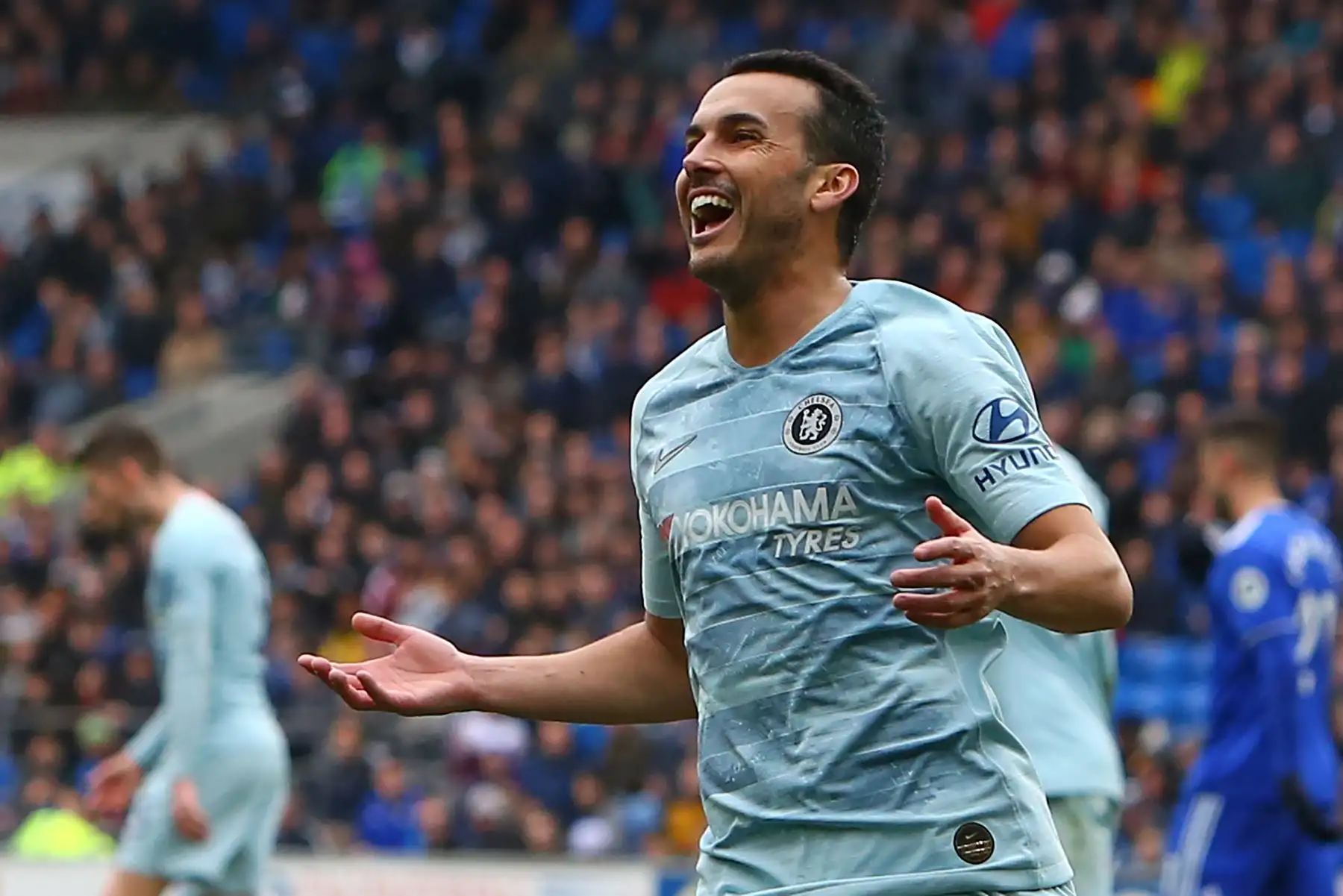 El mediocampista español del Chelsea, Pedro, reacciona ante una oportunidad perdida durante el partido de fútbol de la Premier League inglesa entre Cardiff City y Chelsea.Foto:AFP