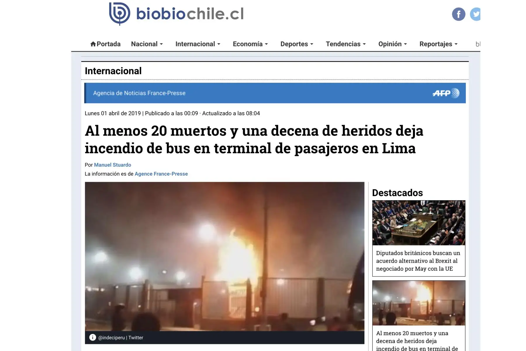 Bio BIo Chile Así informa la prensa internacional sobre tragedia en terminal terrestre Fiori