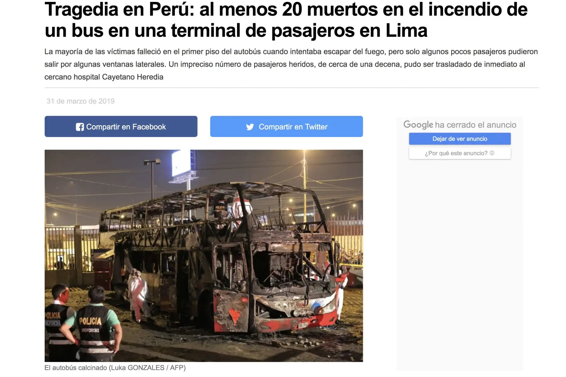 INFOBAE Así informa la prensa internacional sobre tragedia en terminal terrestre Fiori