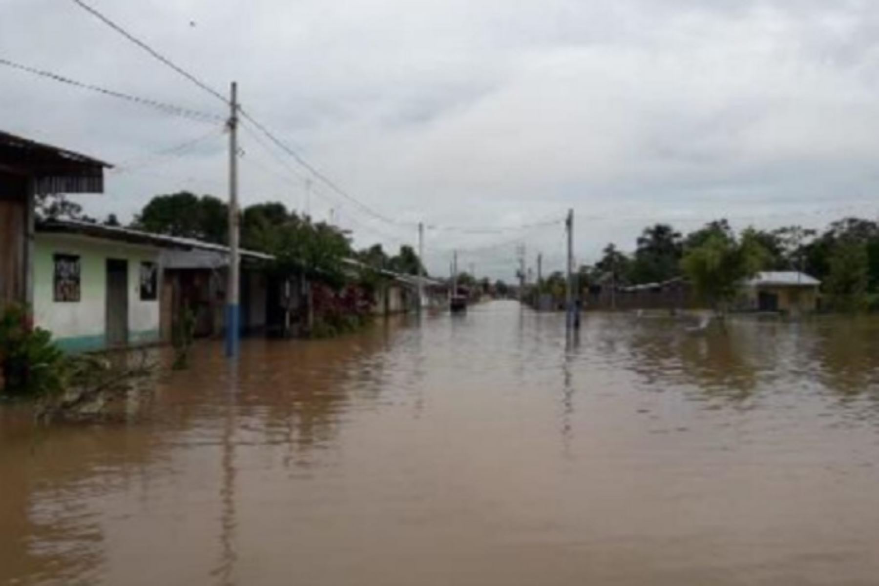 Debido a las lluvias intensas, el río Huallaga se desbordó en la localidad de Juanjuí, en la región San Martín. Foto: ANDINA/Difusión