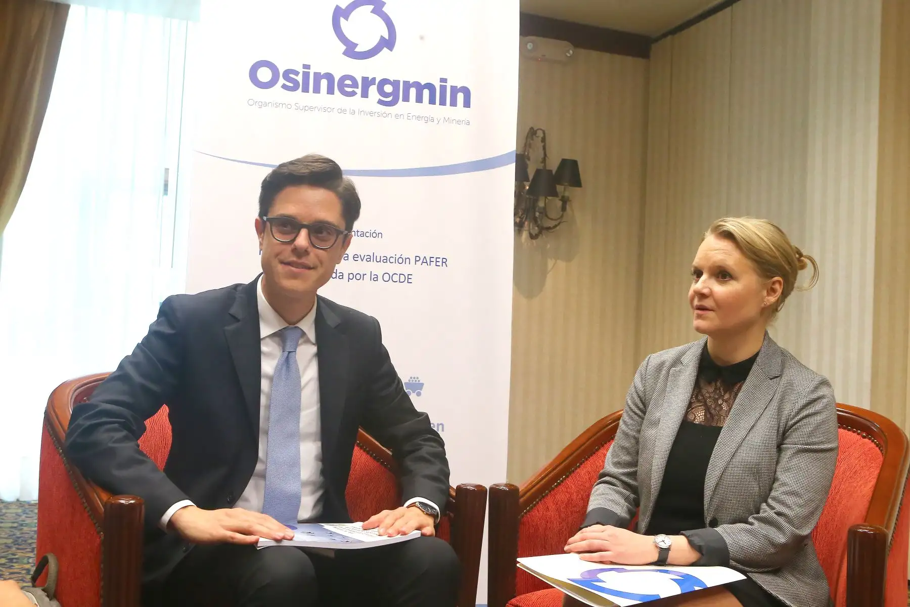 Funcionarios de la OCDE,Lorenzo Casullo y Anna Pietikainen.Foto:  ANDINA/Héctor Vinces.