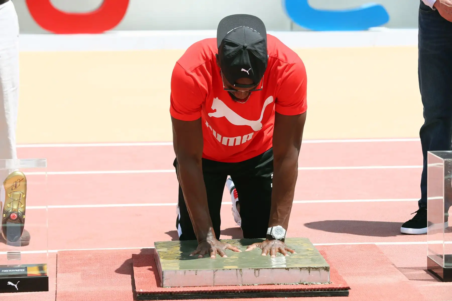 Usain Bolt dejó su huella en la nueva pista atlética de la Videna. Foto: ANDINA/Norman Cordova Usain Bolt dejó su huella en la nueva pista atlética de la Videna. Foto: ANDINA/Norman Cordova