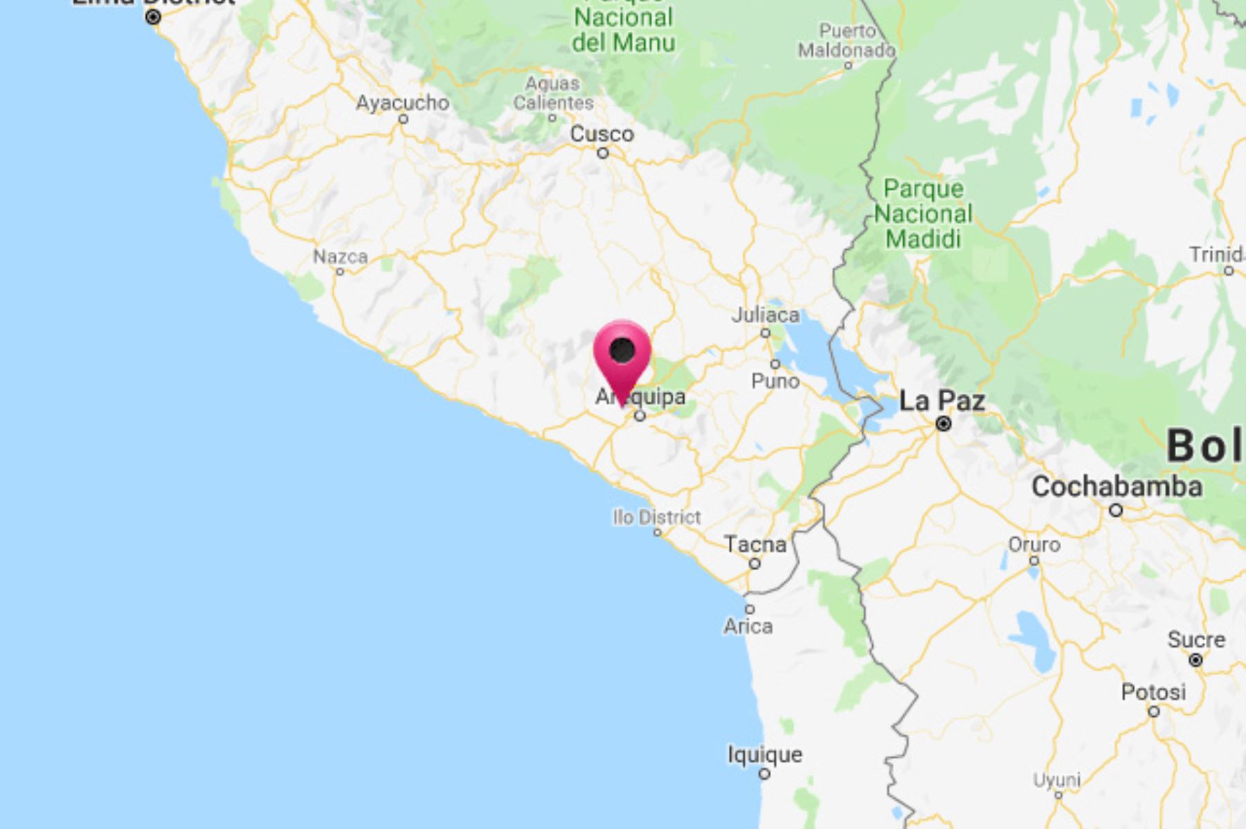 El Instituto Geofísico del Perú reportó esta tarde un sismo de magnitud 4.1 en la región Arequipa.