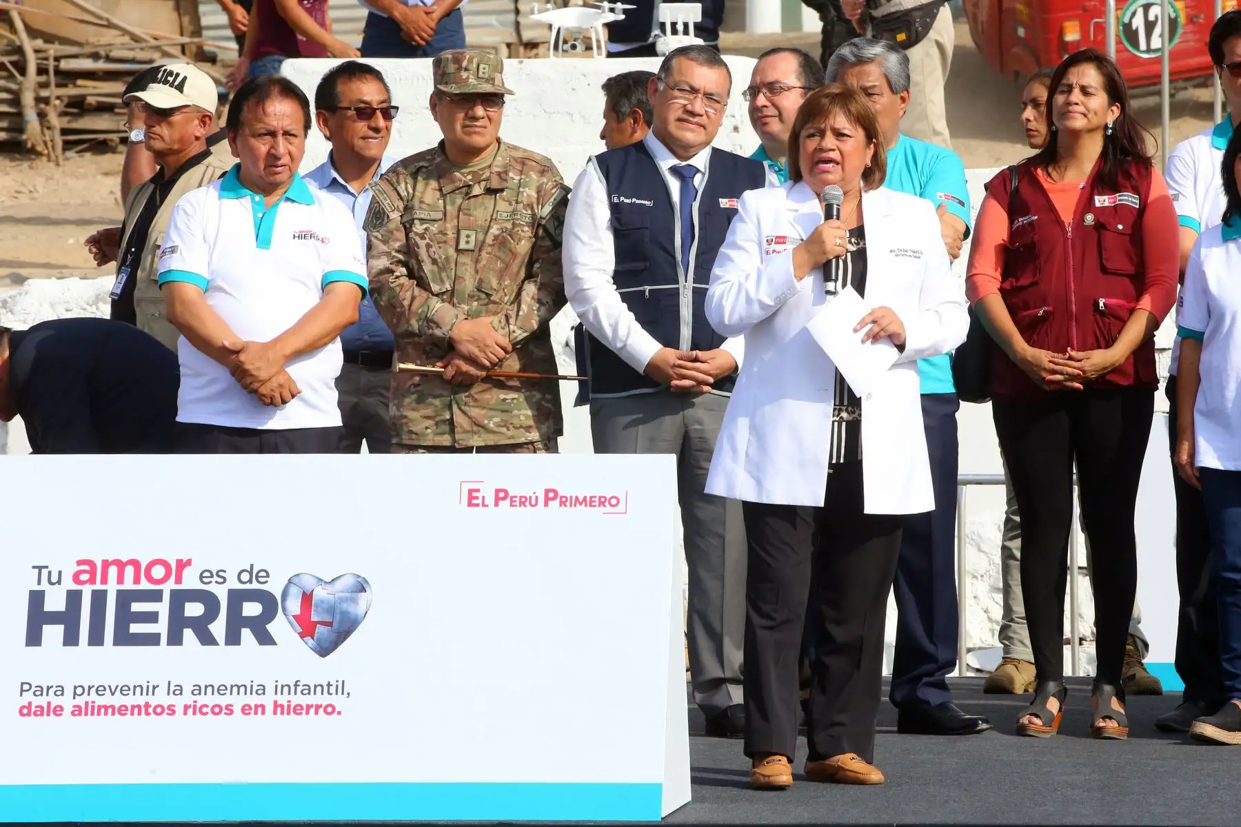 La ministra de Salud, Zulema Tomas Gonzales, realiza el lanzamiento de la Gran Cruzada contra la Anemia en el país con el objetivo de proteger contra esta enfermedad a los niños menores de tres años de edad y a las gestantes. Foto: ANDINA/Vidal Tarqui