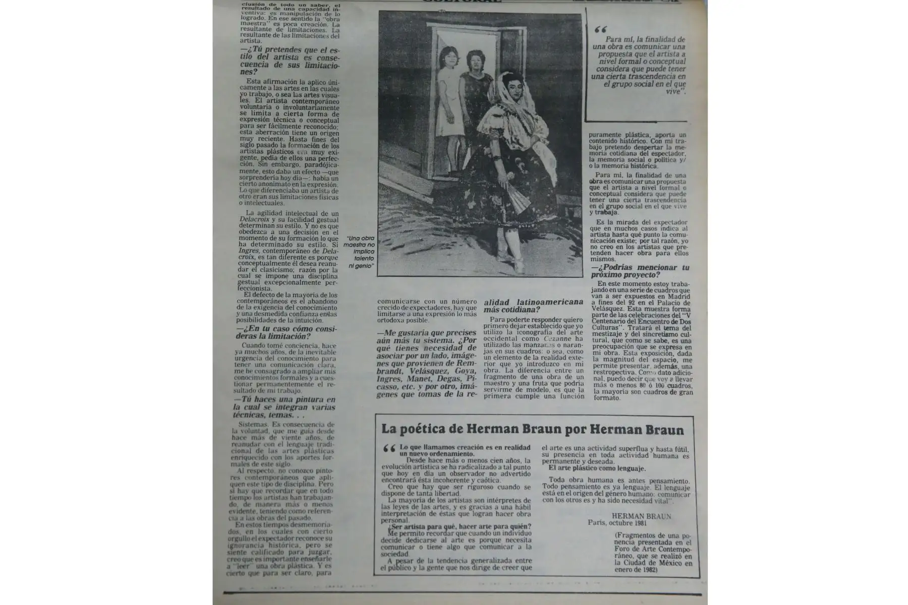 Nota periodística sobre Herman Braun , publicada el miércoles 8 de mayo de 1991 en el diario El Peruano. Foto: ANDINA/ Archivo