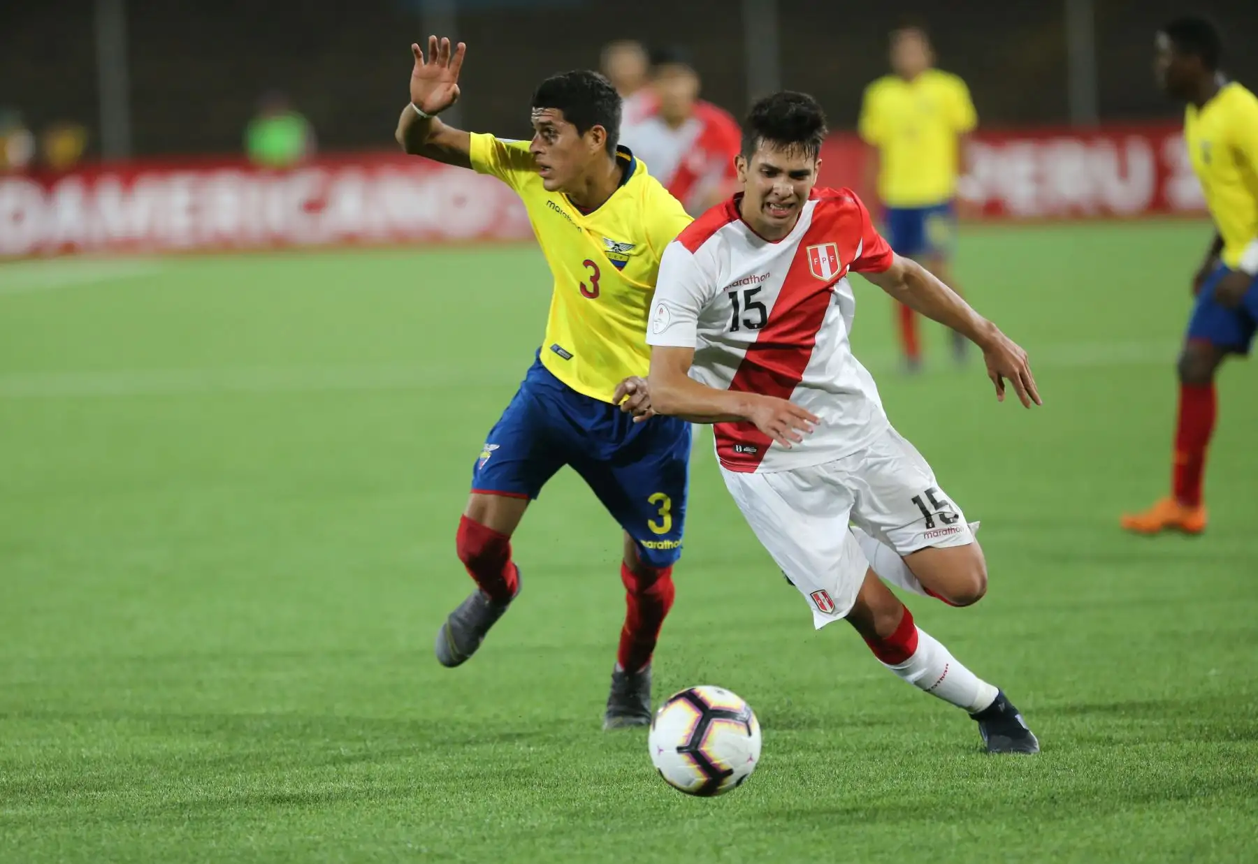 Perú empata 1-1 con Ecuador por el Sudamericano Sub 17 por el hexagonal final en el estadio Universidad San Marcos.Foto: ANDINA/Jhony Laurente