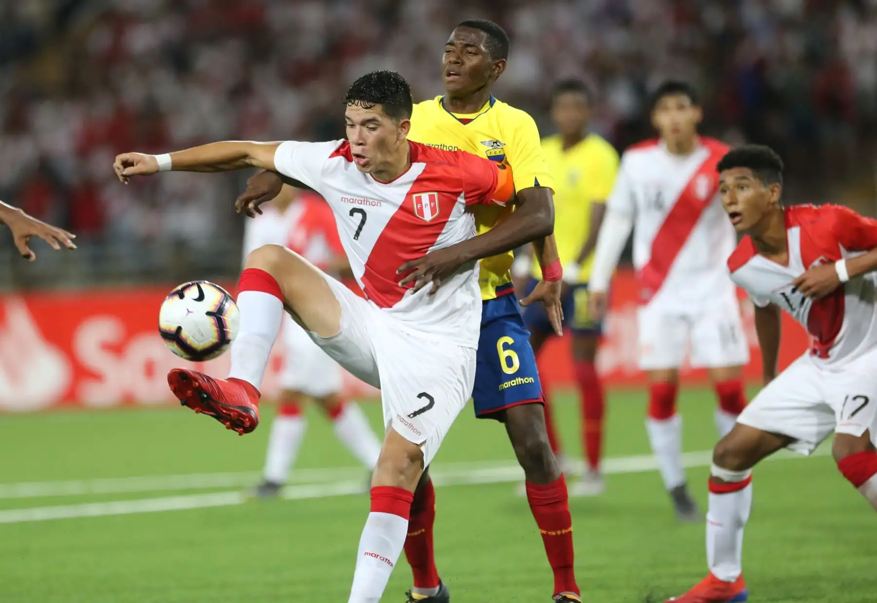 Perú empata 1-1 con Ecuador por el Sudamericano Sub 17 por el hexagonal final en el estadio Universidad San Marcos.Foto: ANDINA/Jhony Laurente