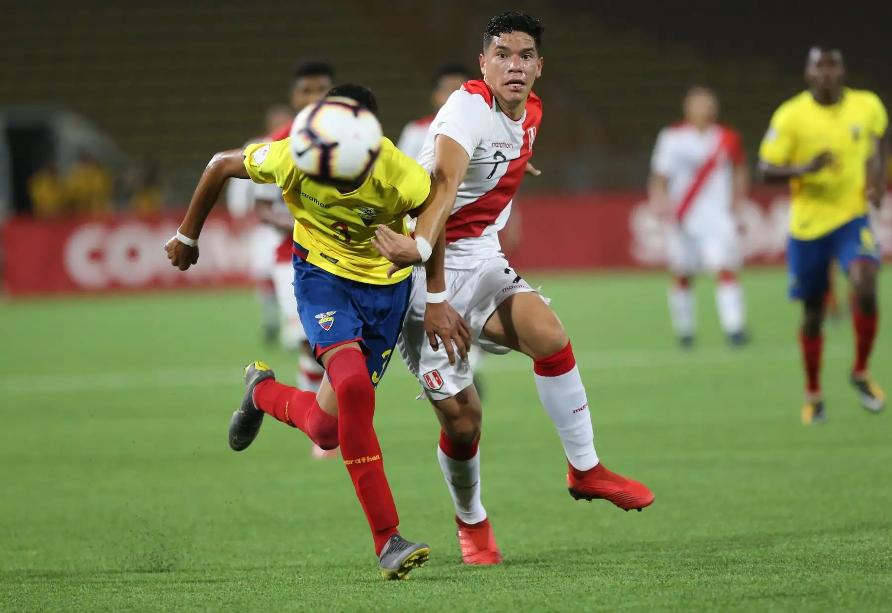 Perú empata 1-1 con Ecuador por el Sudamericano Sub 17 por el hexagonal final en el estadio Universidad San Marcos.Foto: ANDINA/Jhony Laurente