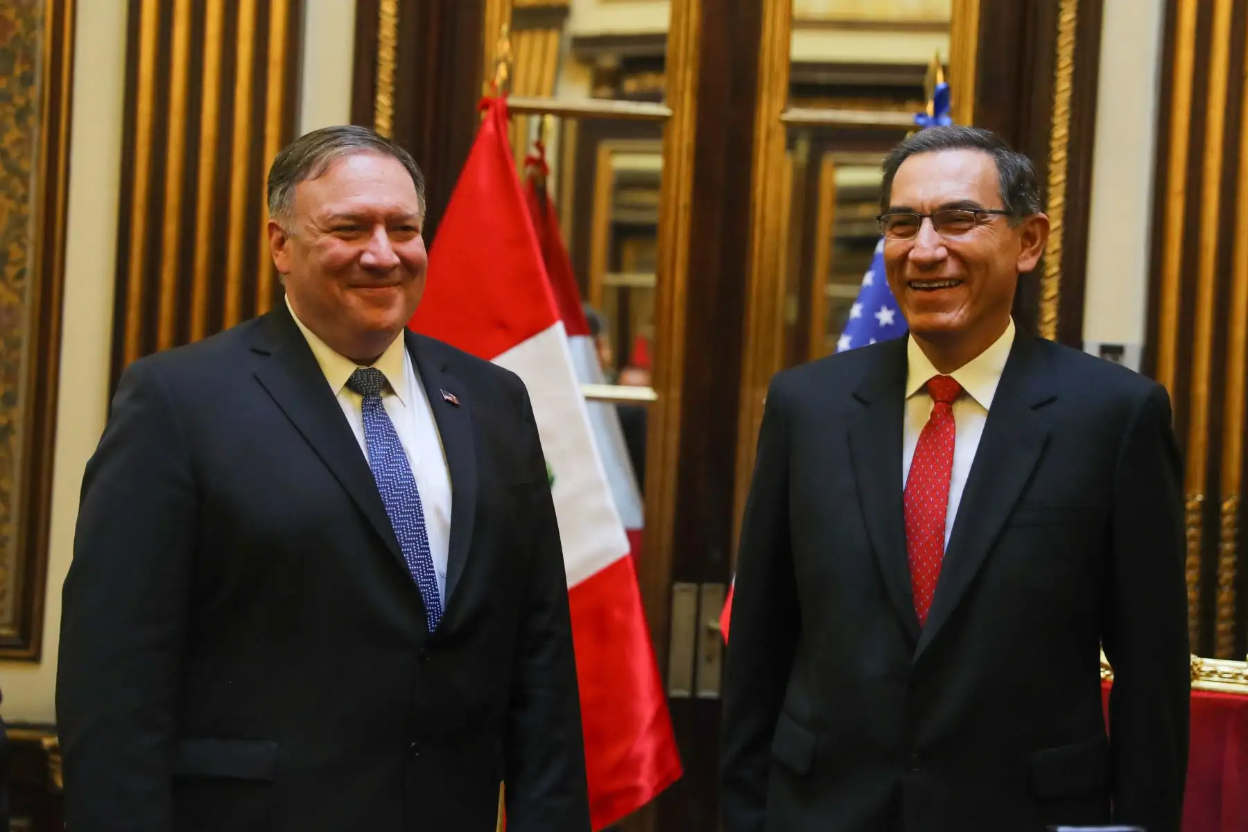 El presidente Martín Vizcarra sostuvo una reunión con el Secretario de Estado de los Estados Unidos de América, Mike Pompeo, donde abordaron temas sobre las relaciones económicas y comerciales, así como la cooperación en la lucha contra el narcotráfico .Foto: ANDINA/Prensa Presidencia