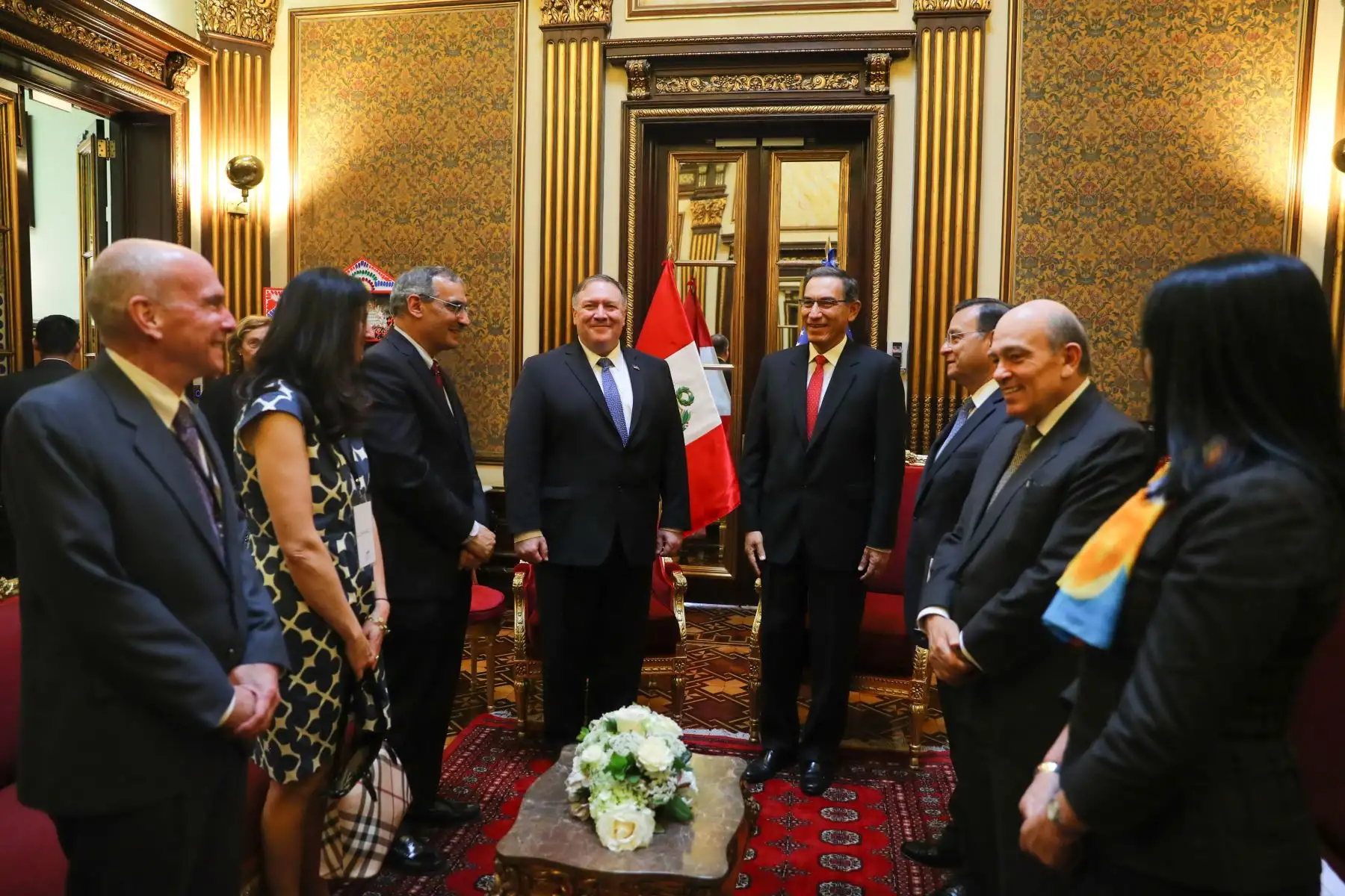 El presidente Martín Vizcarra sostuvo una reunión con el Secretario de Estado de los Estados Unidos de América, Mike Pompeo, donde abordaron temas sobre las relaciones económicas y comerciales, así como la cooperación en la lucha contra el narcotráfico .Foto: ANDINA/Prensa Presidencia
