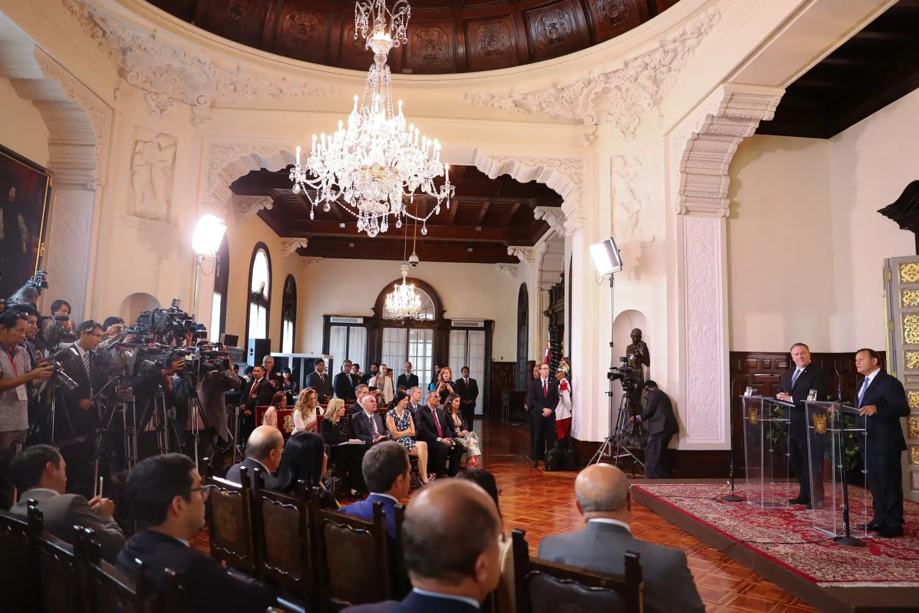 Conferencia de prensa del Canciller  Néstor Popolizio y  el Secretario de Estado de los Estados de los EEUU Mike Pompeo.Foto:ANDINA/Prensa Presidencia