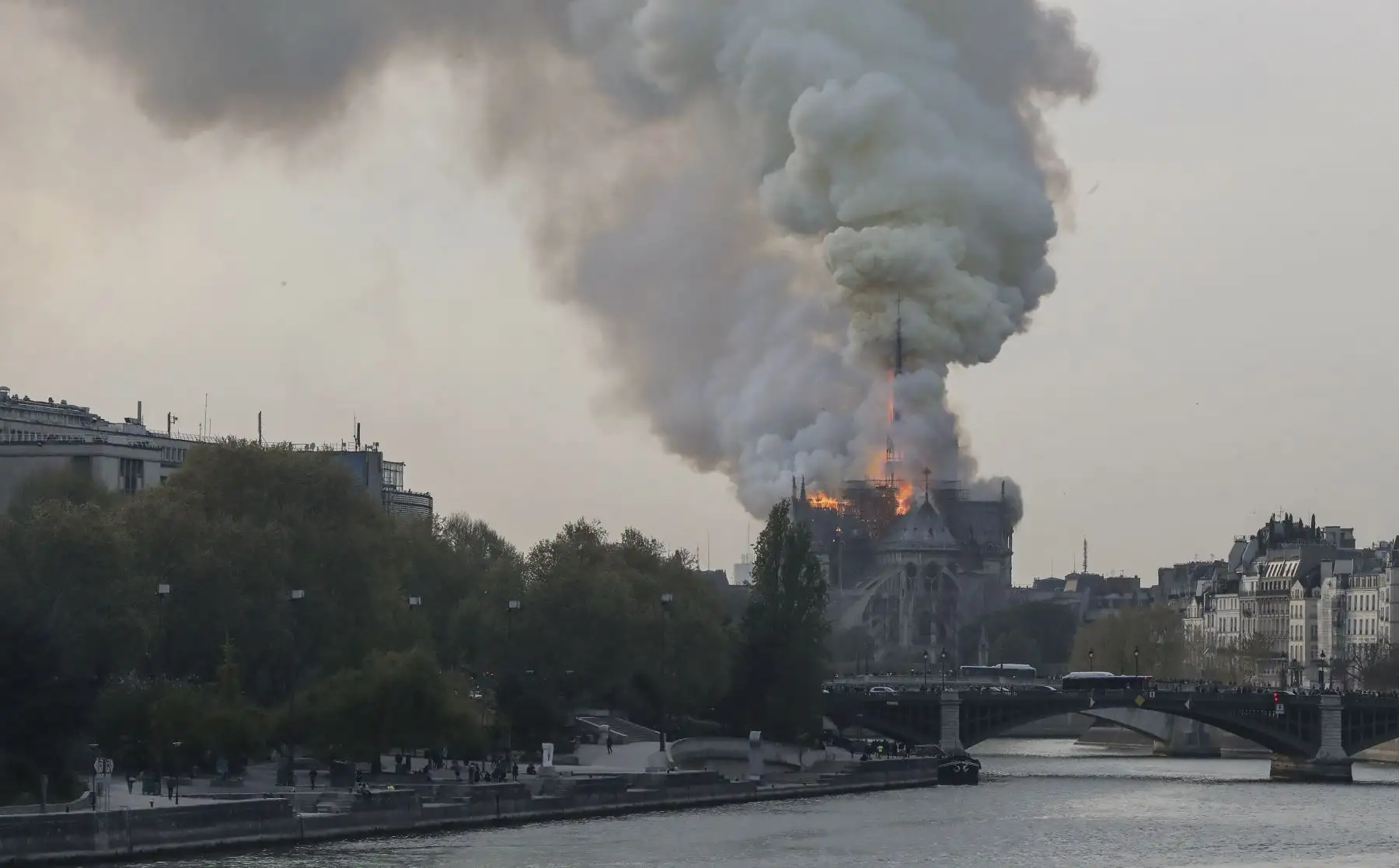 Se incendia la catedral de Notre Dame de París. Foto: AFP