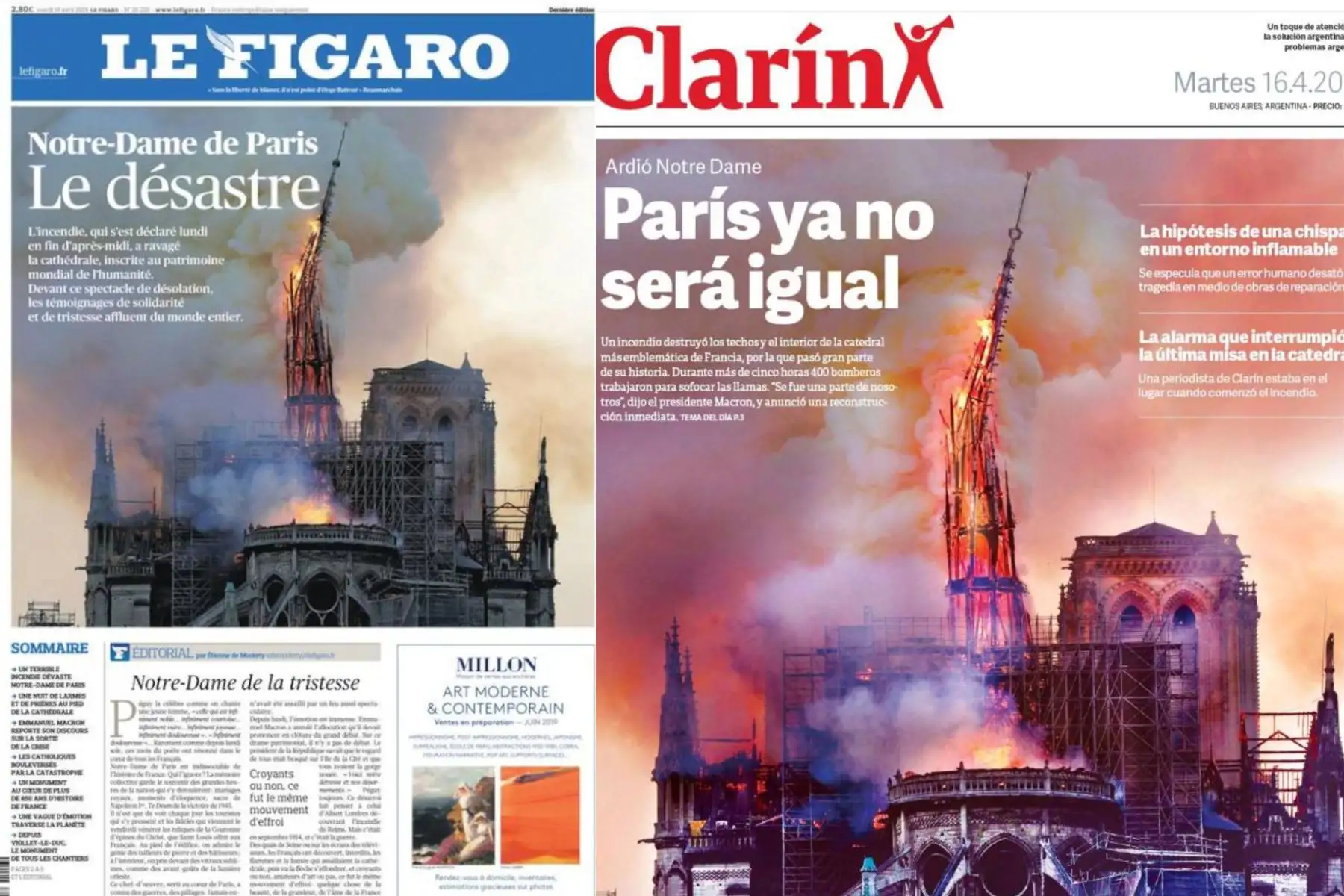 Así reflejaron los diarios del mundo el incendio en la catedral de Notre Dame. Así reflejaron los diarios del mundo el incendio en la catedral de Notre Dame.