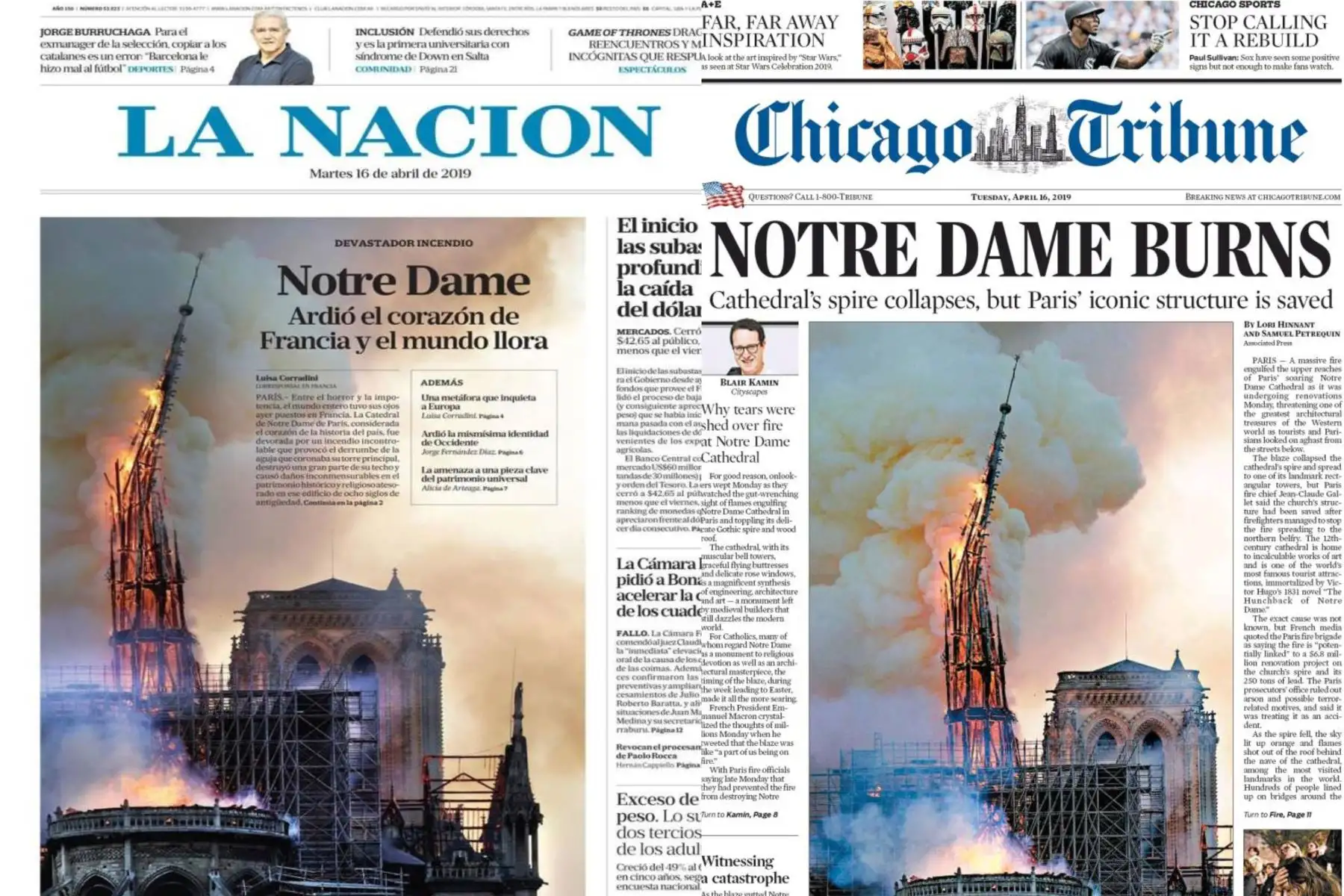 Así reflejaron los diarios del mundo el incendio en la catedral de Notre Dame. Así reflejaron los diarios del mundo el incendio en la catedral de Notre Dame.