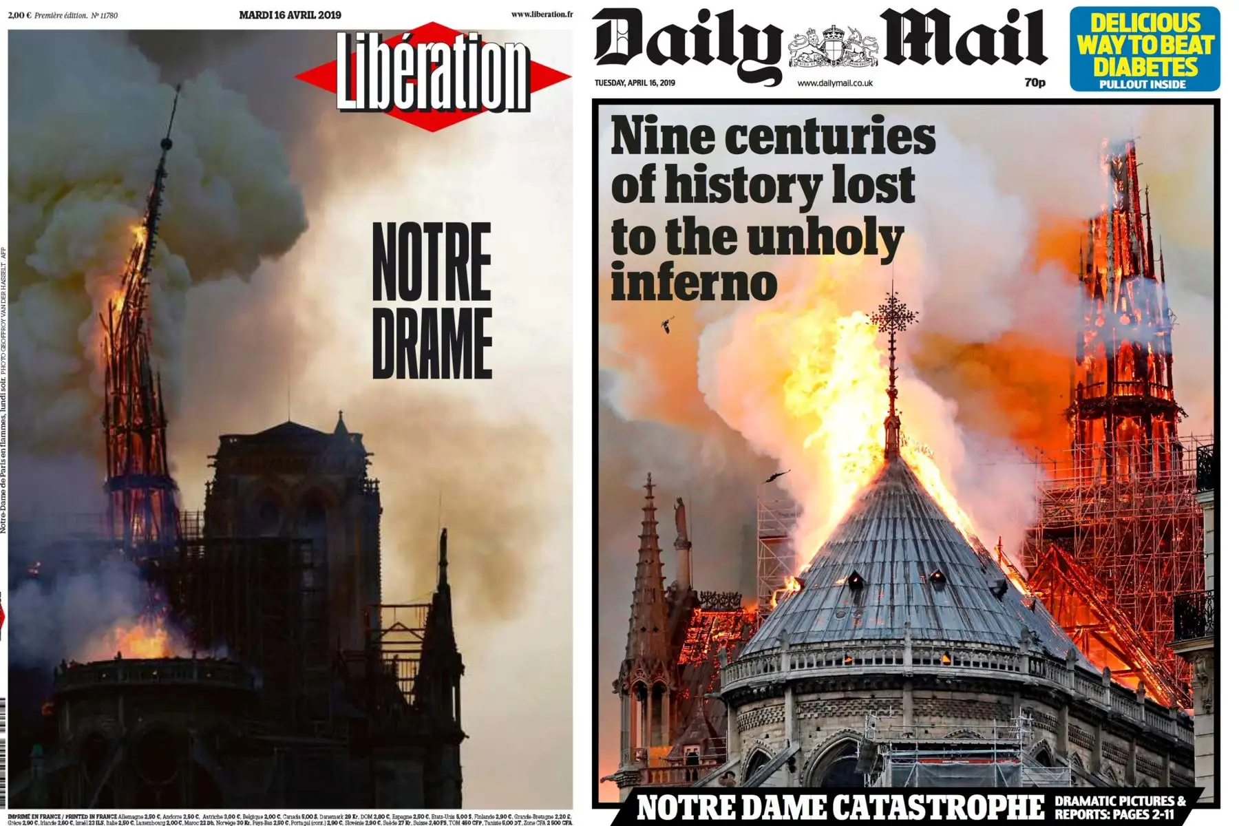 Así reflejaron los diarios del mundo el incendio en la catedral de Notre Dame. Así reflejaron los diarios del mundo el incendio en la catedral de Notre Dame.