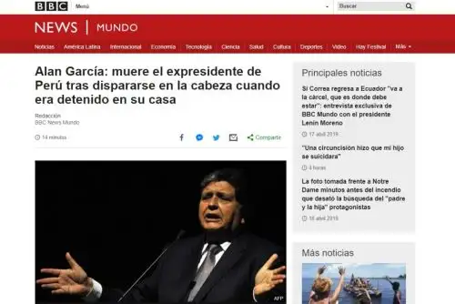 Alan García: así informa la prensa internacional sobre su muerte. Foto: ANDINA/Internet.