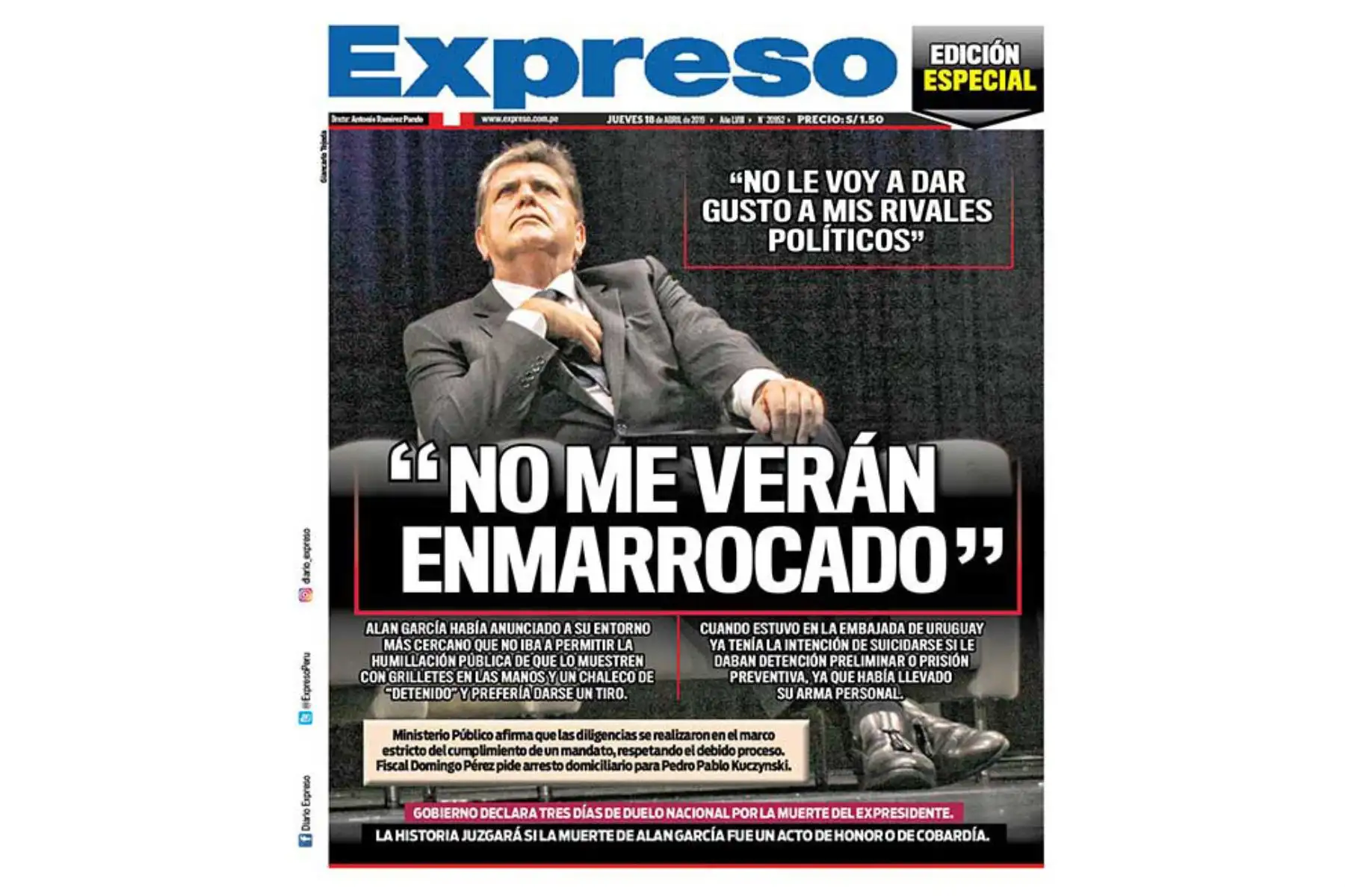 Alan García: Las portadas de los diarios peruanos