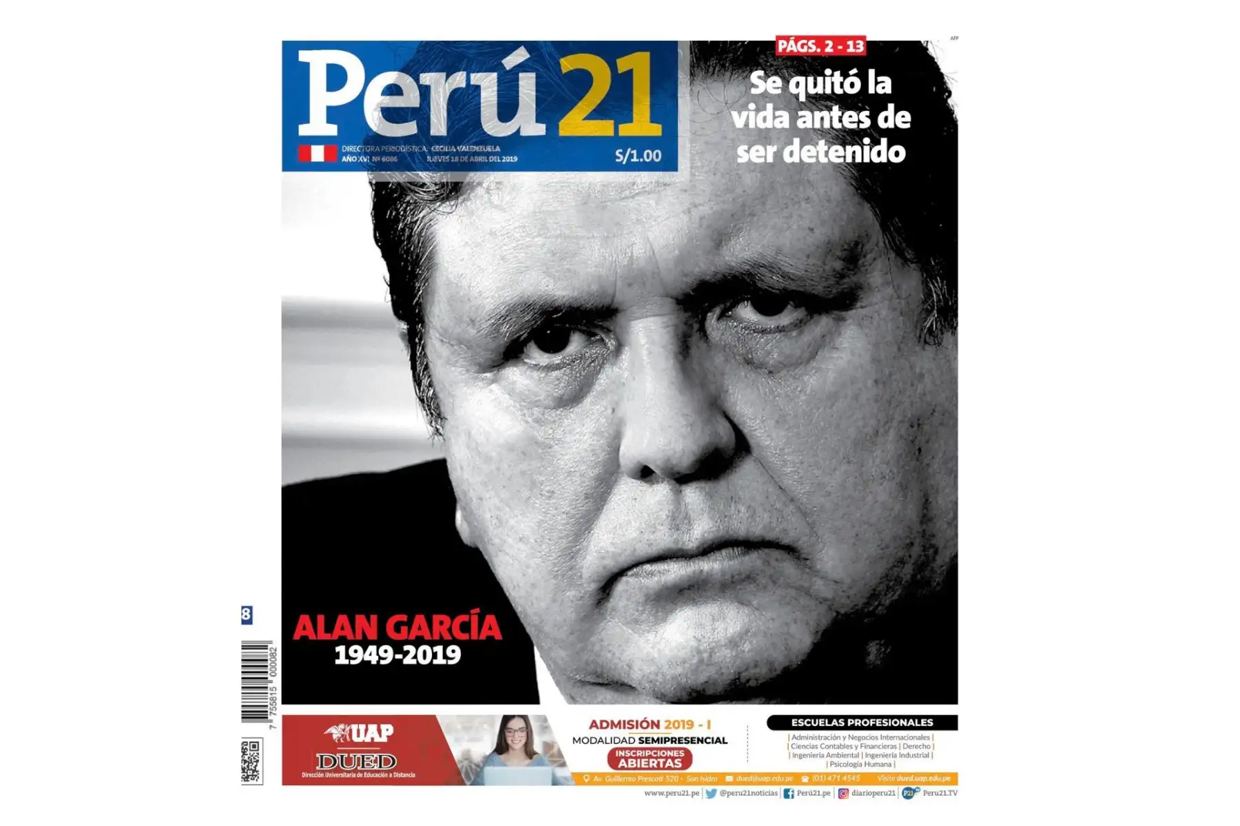 Alan García: Las portadas de los diarios peruanos
