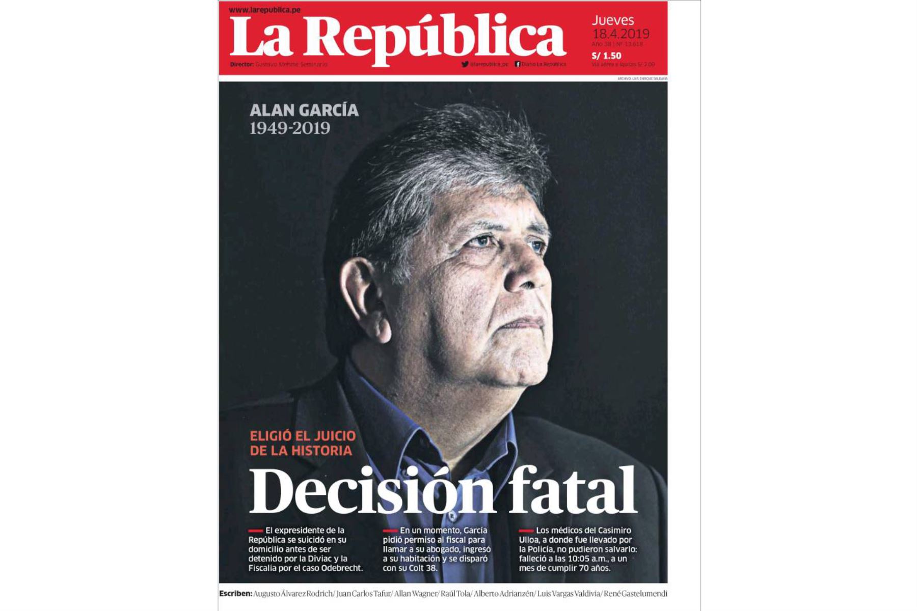 Alan García: Las portadas de los diarios peruanos
