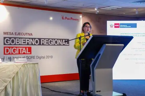 Ministra de la Producción, Rocío Barrios, en el GORE Digital.