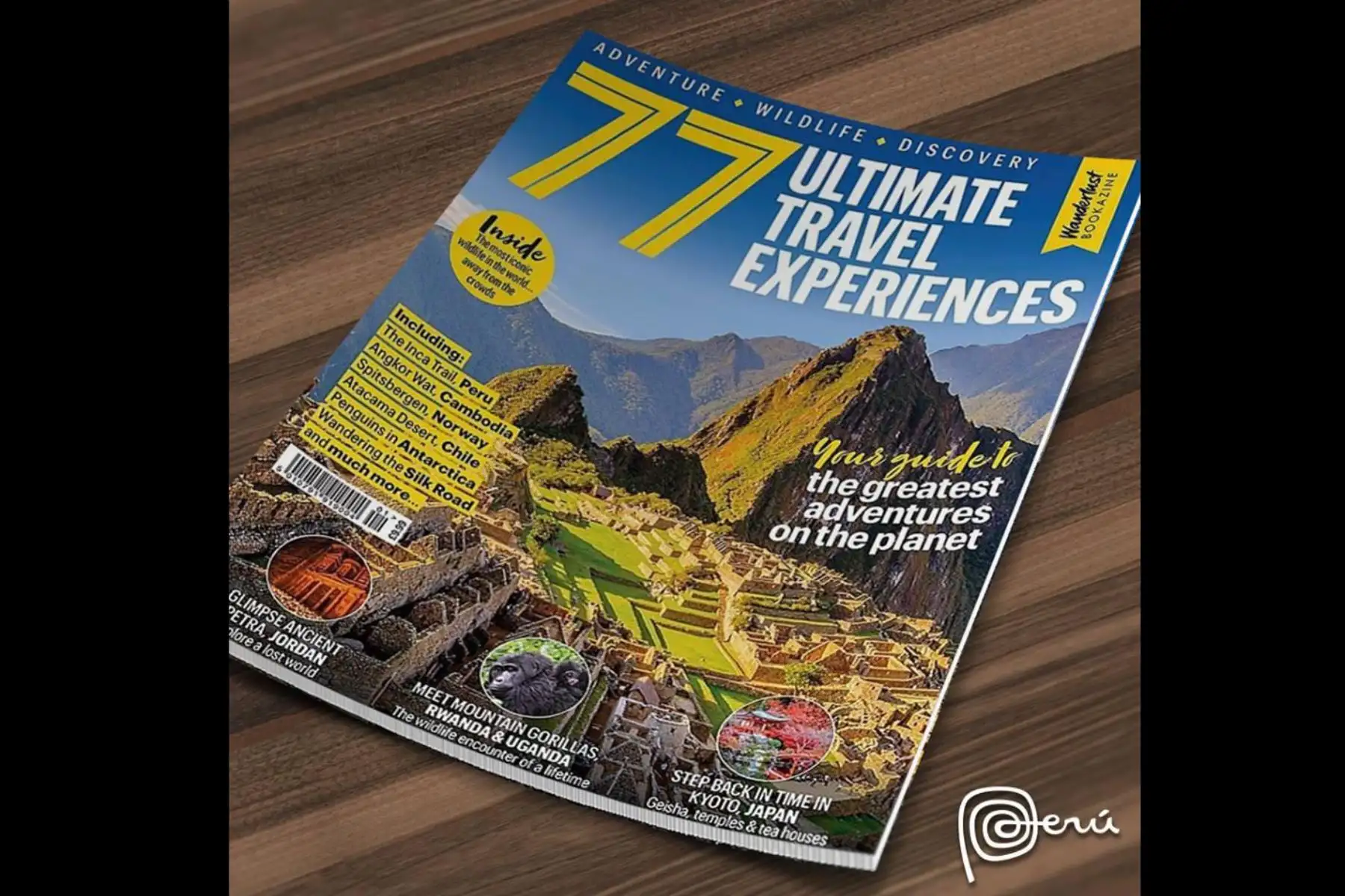 La revista britáanica Wanderlust resaltó a la ciudadela de Machu Picchu en su portada versión especial con las 77 mejores experiencias de viaje. Foto: Promperú