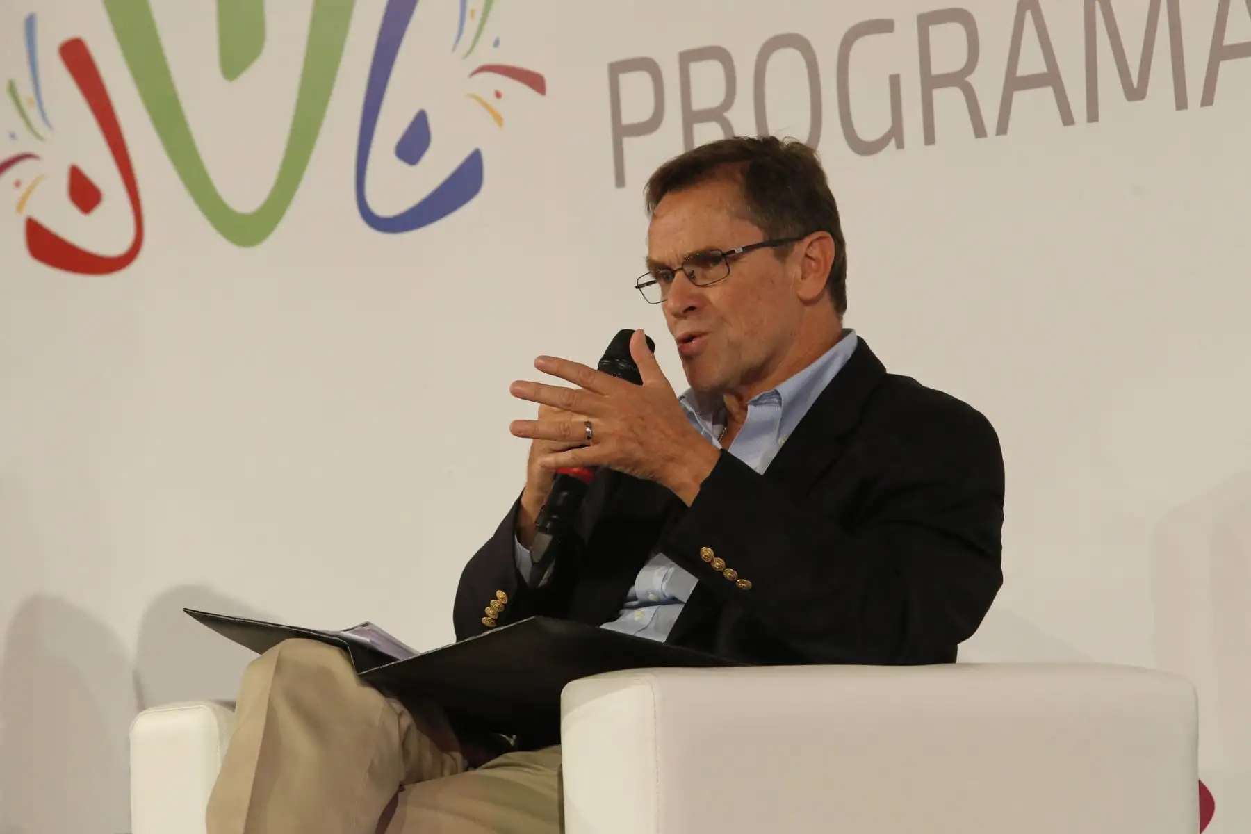 Panamericanos Lima 2019. Con el lema La Fiesta de la Cultura, el Presidente del Comite Organizador de los Juegos Panamericanos y Parapanamericanos, Carlos Neuhaus y el Gerente de Comunicaciones, Juan Silva presentaron el Programa Cultural Lima 2019 acompañados por la Ministra de Cultura, Ulla Holmquist.  Foto: ANDINA/Nathalie Sayago