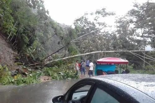 Lluvias provocan derrumbe en carretera Tarapoto-Cuñumbuqui Sisa. ANDINA
