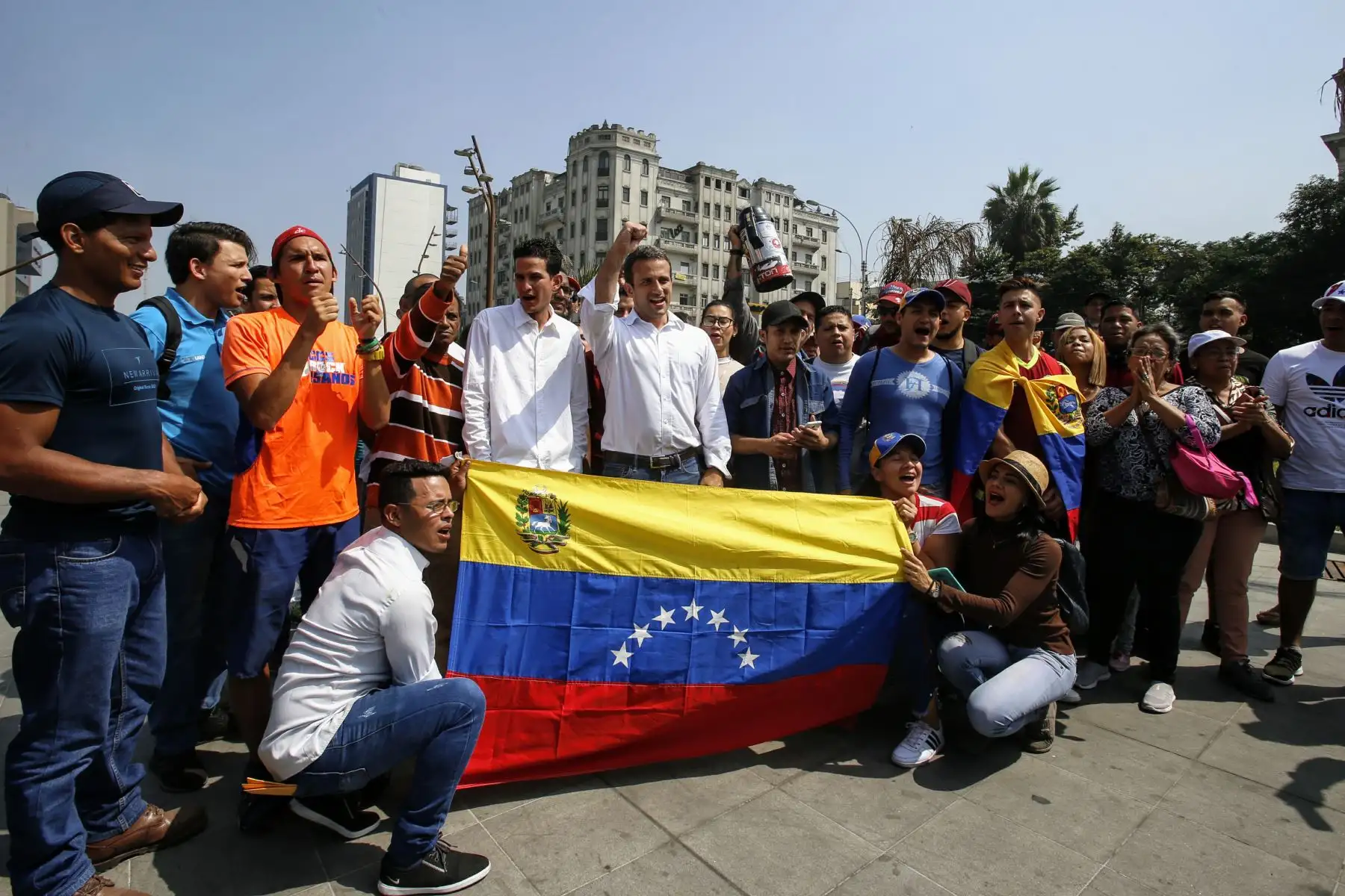 Venezolanos en Lima marchan y respaldan al presidente interino Juan Guaidó. Foto: ANDINA/Nathalie Sayago