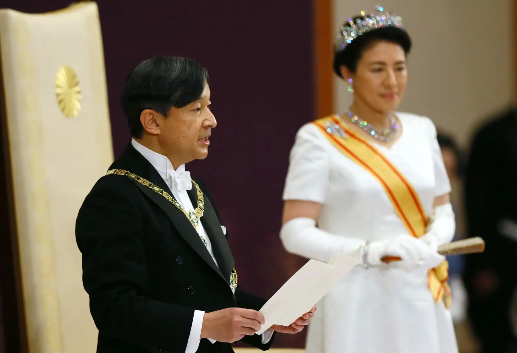 El nuevo Emperador de Japón, Naruhito, al lado de la nueva Emperatriz Masako. Foto: AFP