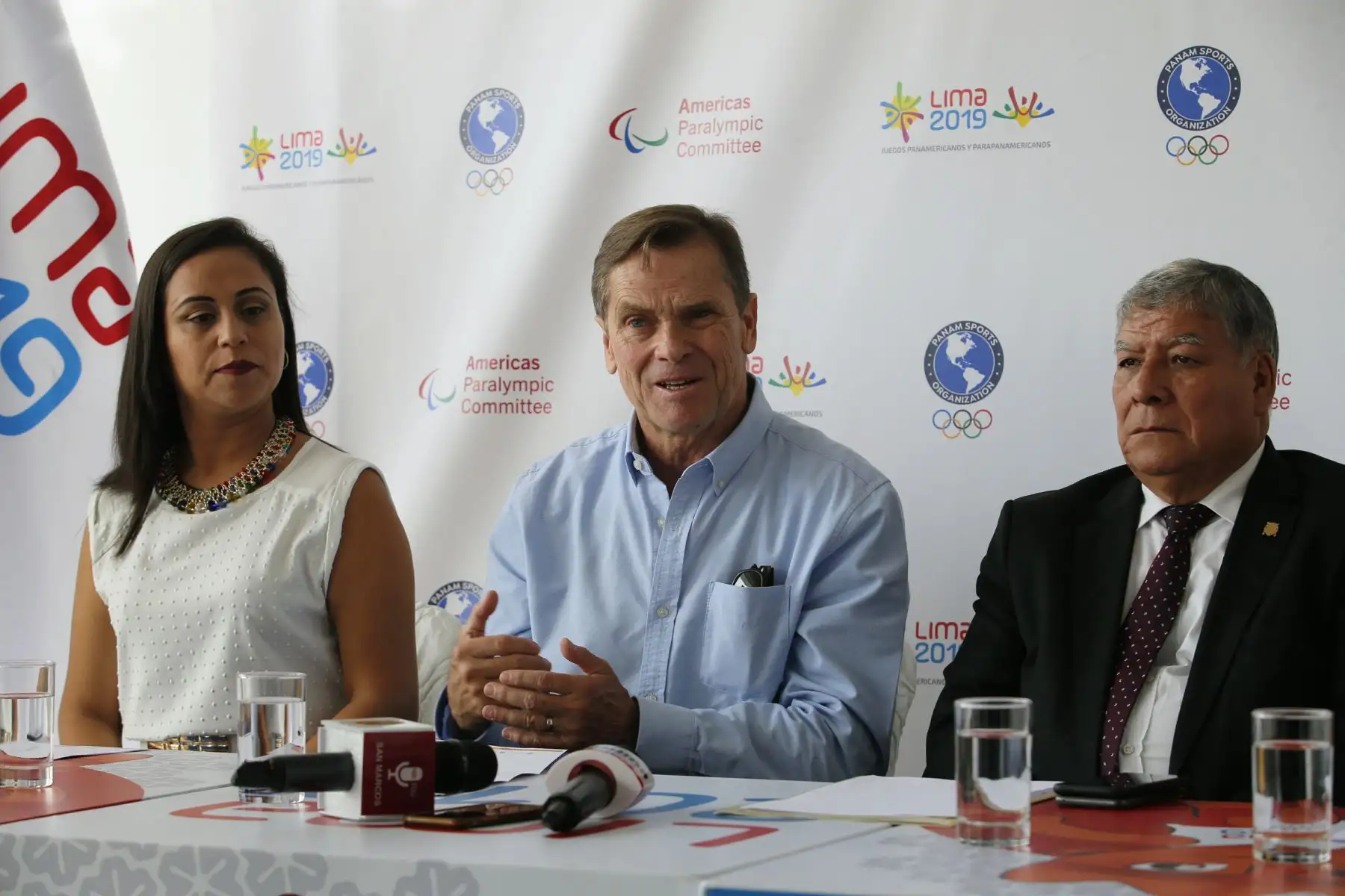 Panamericanos Lima 2019. Reconocimiento a la UNMSM por ser la institución con mayor número de voluntarios este contó con la presencia de Carlos Neuhaus, Presidente Lima 2019, Ángela Morales Jefa de Volntariado, Amalia Moreno Secretaria Ejecutiva Lima 2019 y Orestes Cachay Rector de la Universidad. Foto: ANDINA/Nathalie Sayago