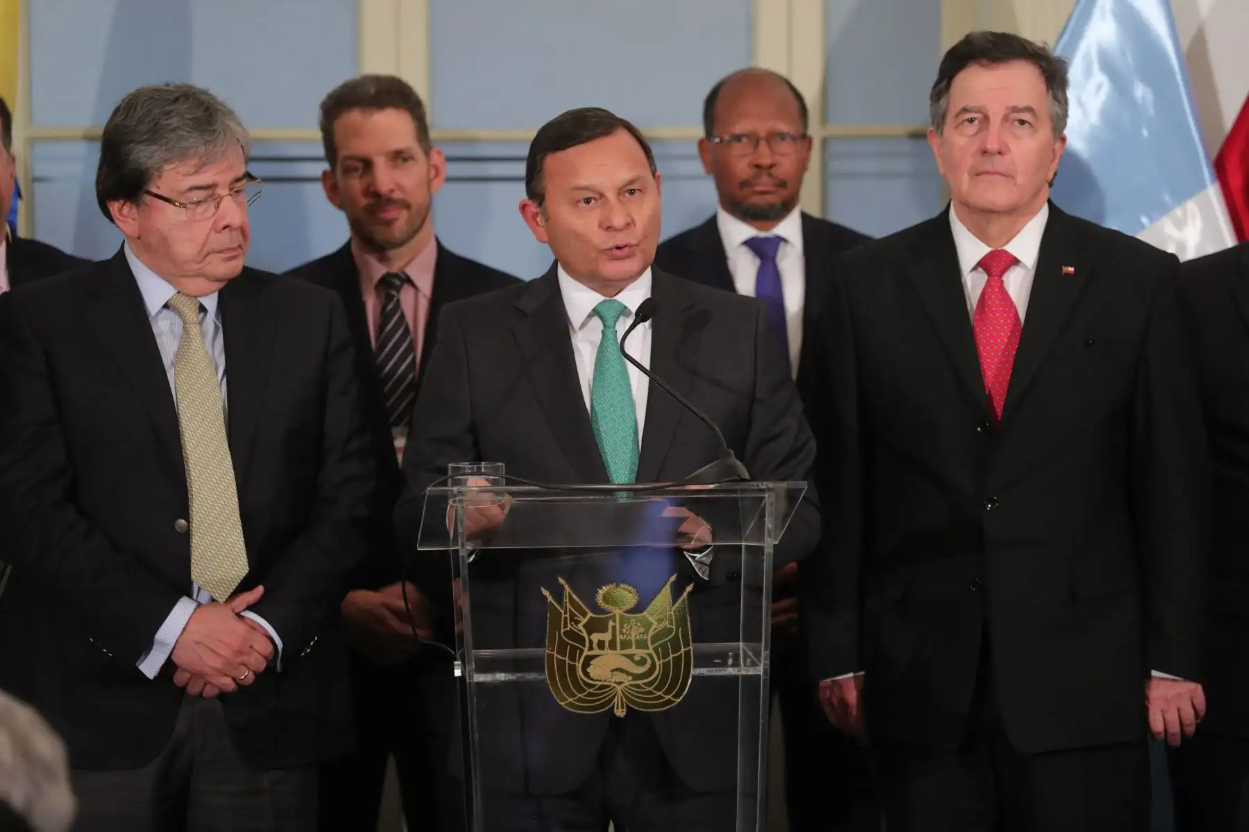 Pronunciamiento de los cancilleres y vicecancilleres de los 12 países integrantes del Grupo de Lima sobre los acontecimientos en torno a la crisis política en Venezuela. Foto: EFE