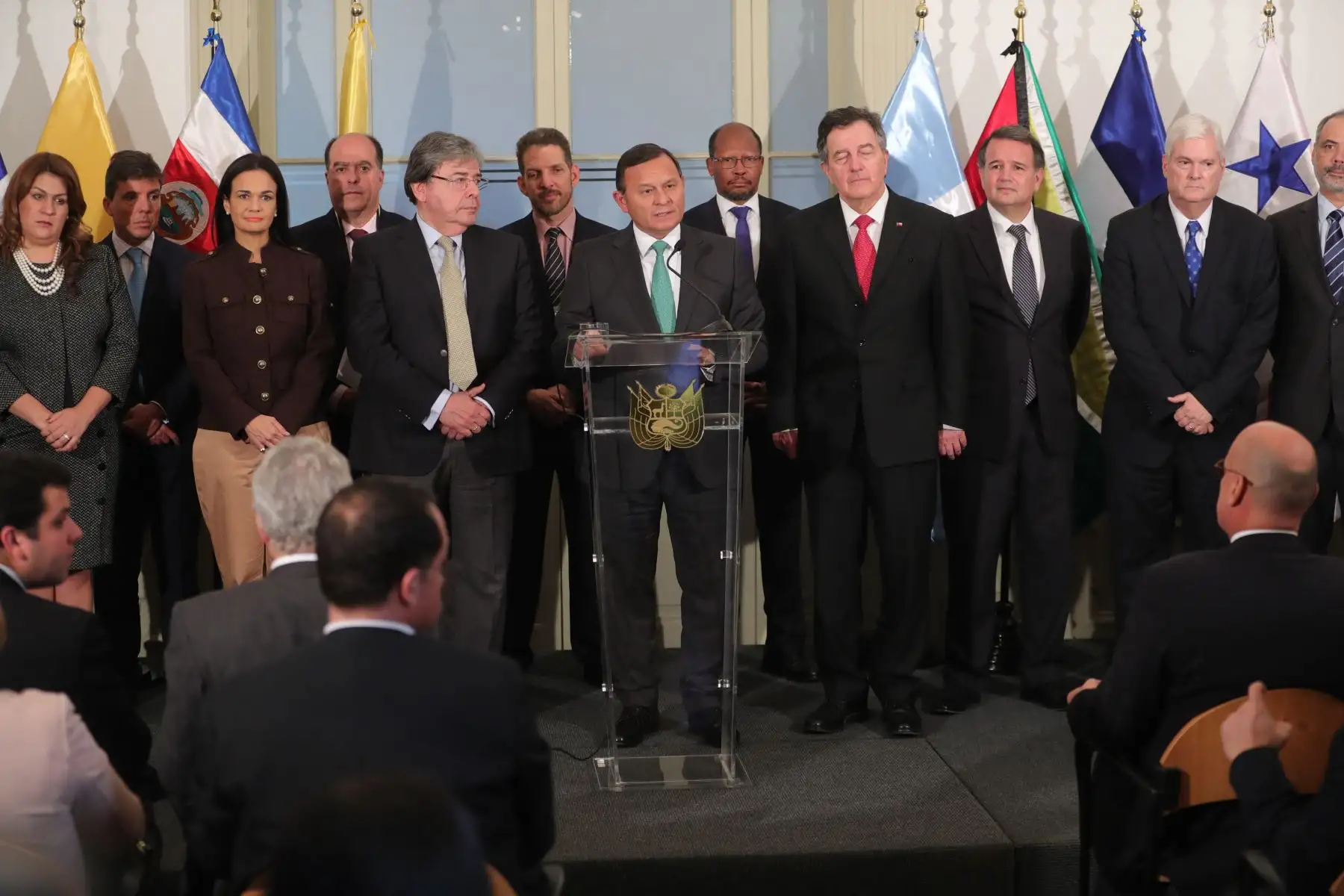 Pronunciamiento de los cancilleres y vicecancilleres de los 12 países integrantes del Grupo de Lima sobre los acontecimientos en torno a la crisis política en Venezuela. Foto: EFE
