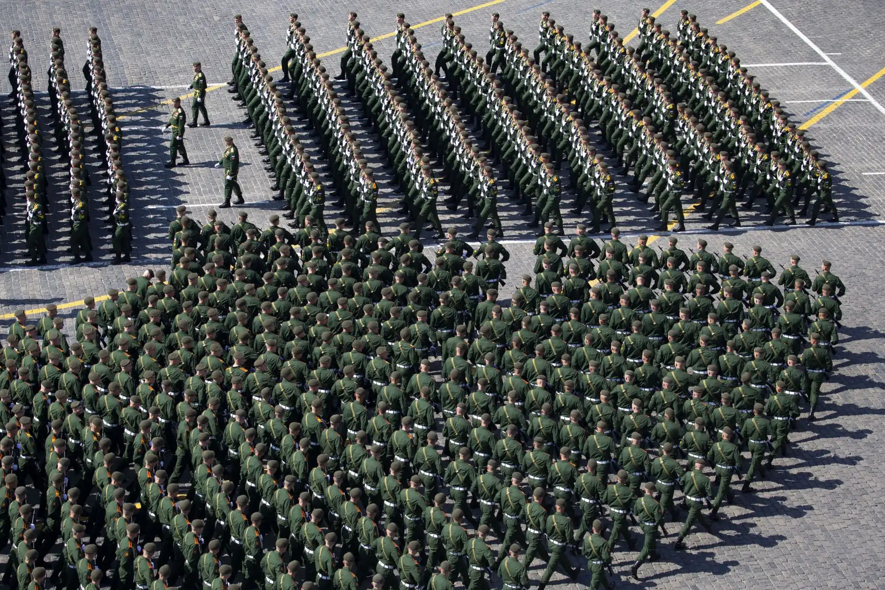 Ensayo militar por el 74 aniversario de la victoria sobre la Alemania nazi. Foto: AFP