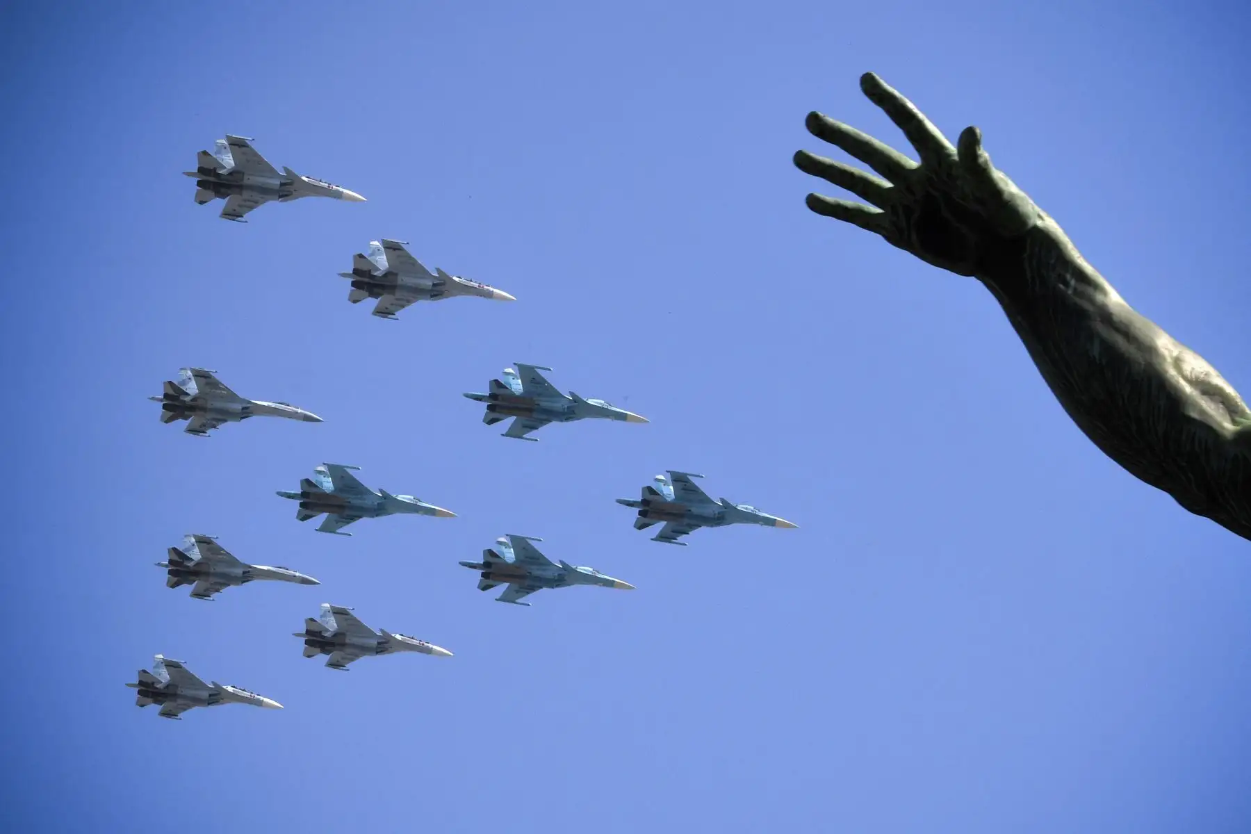 Ensayo militar por el 74 aniversario de la victoria sobre la Alemania nazi. Foto: AFP