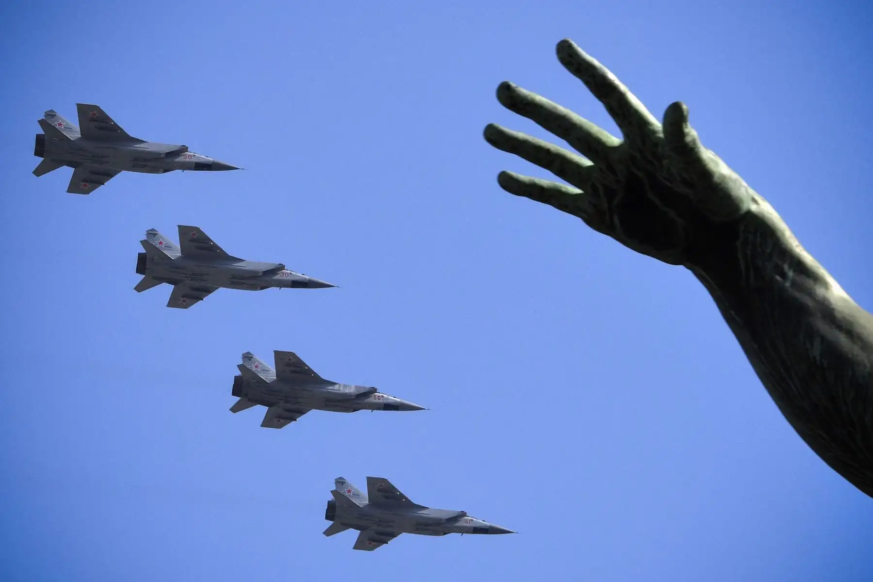 Ensayo militar por el 74 aniversario de la victoria sobre la Alemania nazi. Foto: AFP
