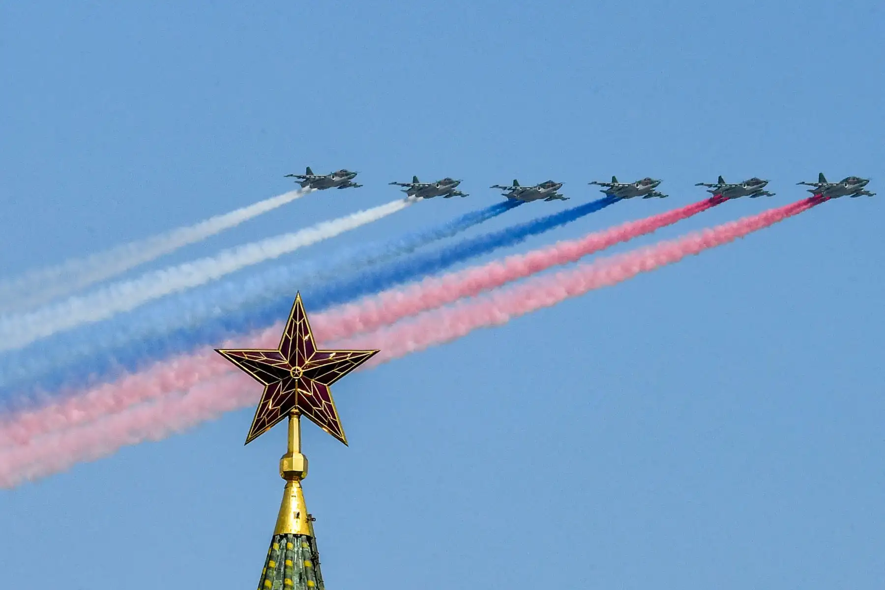 Ensayo militar por el 74 aniversario de la victoria sobre la Alemania nazi. Foto: AFP