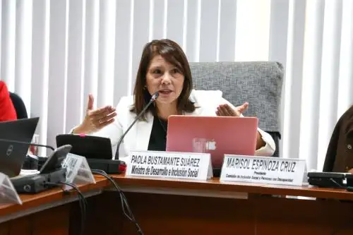 Ministra de Desarrollo e Inclusión Social (Midis) Paola Bustamante, se presentó ante la Comisión de  Inclusión Social y Personas con Discapacidad.