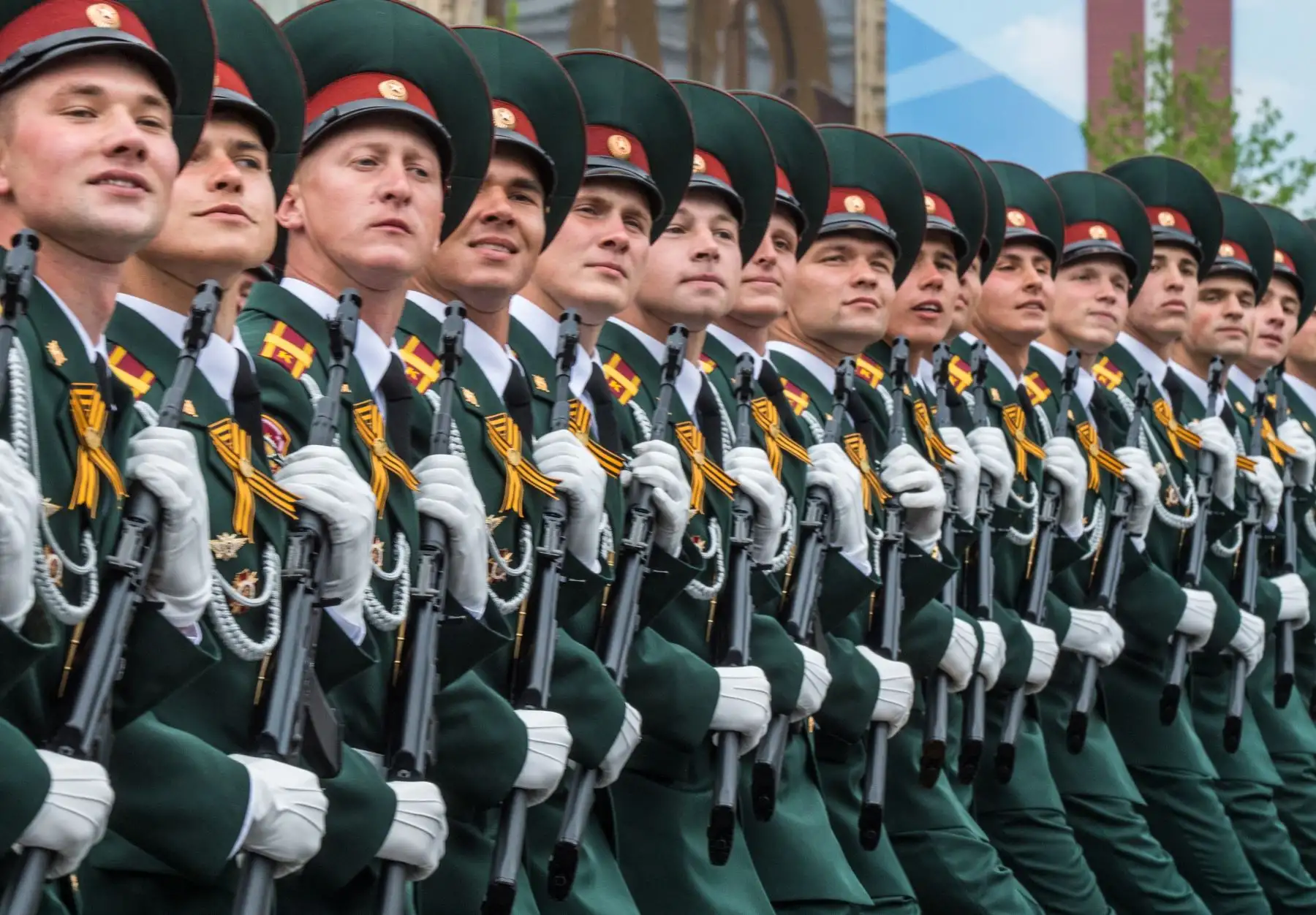 Desfile militar por el 74 aniversario de la victoria sobre Alemania en la Plaza Roja en Moscú. Foto: AFP