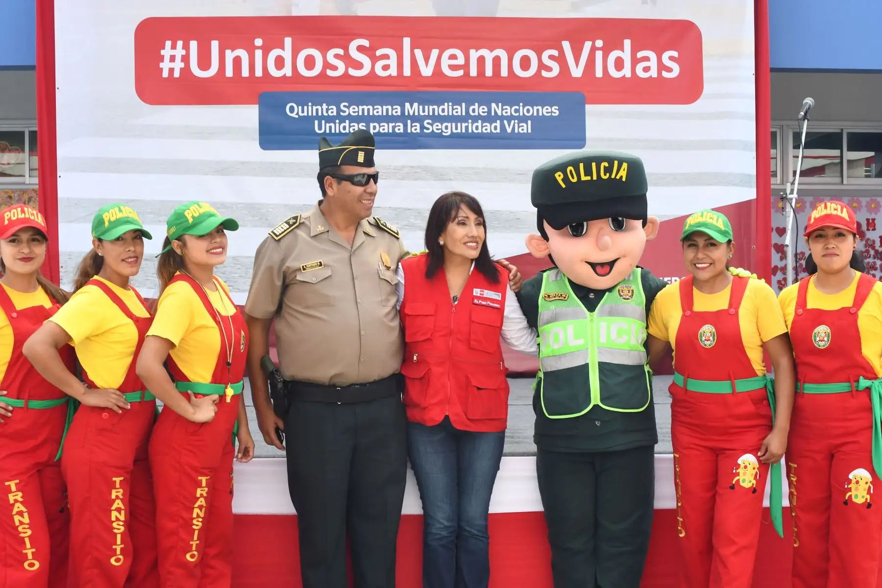 Titular del MTC, María Jara, encabeza jornada por la seguridad vial en colegio de SJL: Foto; ANDINA