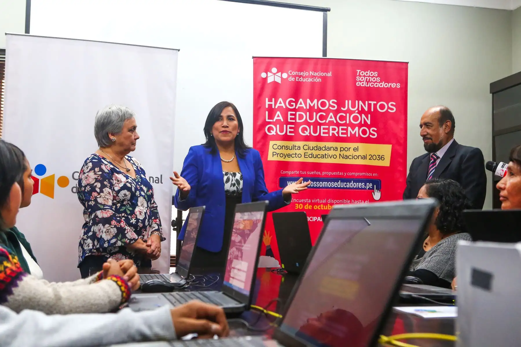 La ministra de Educación, Flor Pablo, participa en la presentación de la Consulta Ciudadana por el Proyecto Educativo Nacional al 2036. Foto: ANDINA/Héctor Vinces