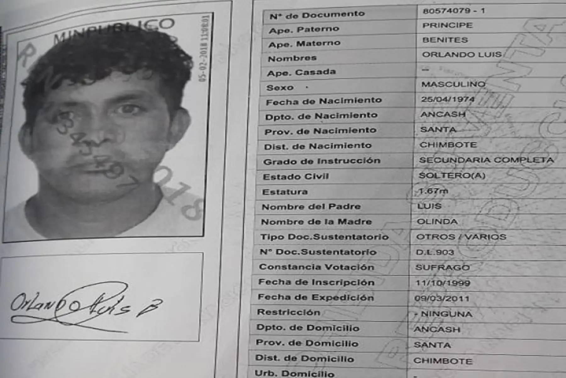 Un sujeto identificado como Orlando Luis Príncipe Benites (44) fue sentenciado a la pena máxima de cadena perpetua, por abusar sexualmente de su hijastro. Los hechos ocurrieron en el asentamiento humano Vista del Mar – San Pedro, en Chimbote, provincia ancashina del Santa.