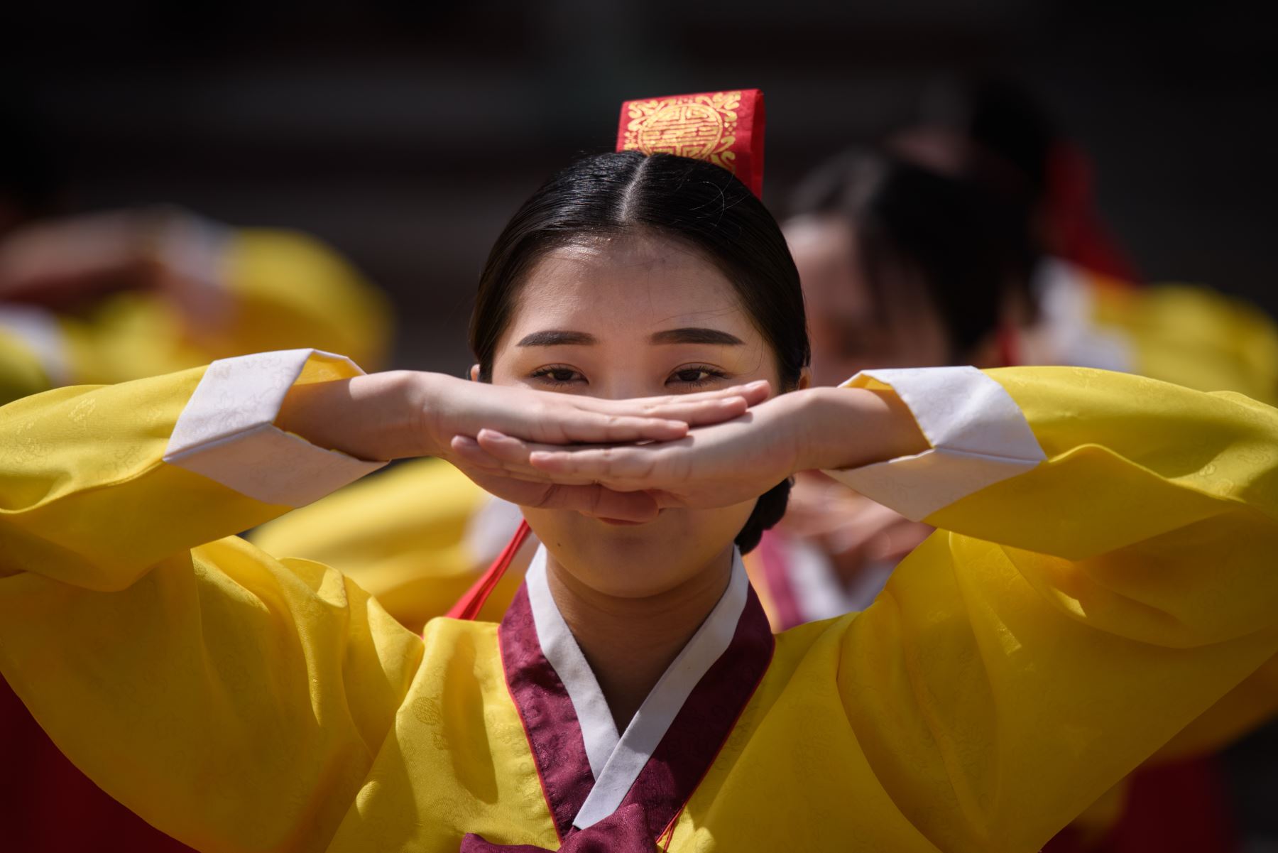 Mujeres surcoreanas de 20 años participan de la tradicional ceremonia por la llegada a la mayoría de edad, realizada en el Palacio de Gyeonghui, Corea del Sur. La Mayoría de Edad se celebra el tercer lunes de Mayo. Foto: AFP