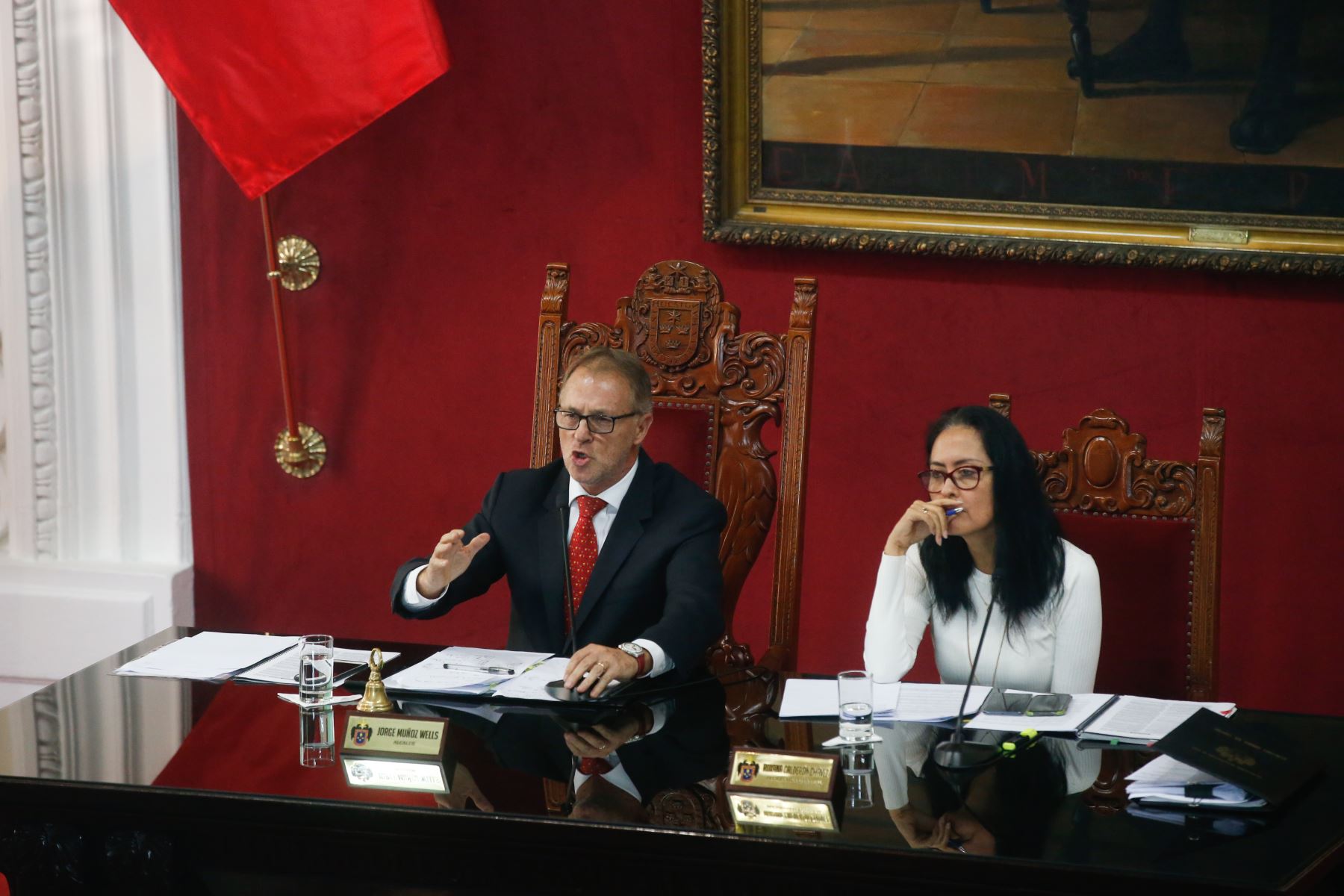 El alcalde Jorge Muñoz se pronuncia sobre la situación de los peajes de Lima tras la Sesión Ordinaria de Concejo Municipal.Foto: ANDINA/ Héctor Vinces