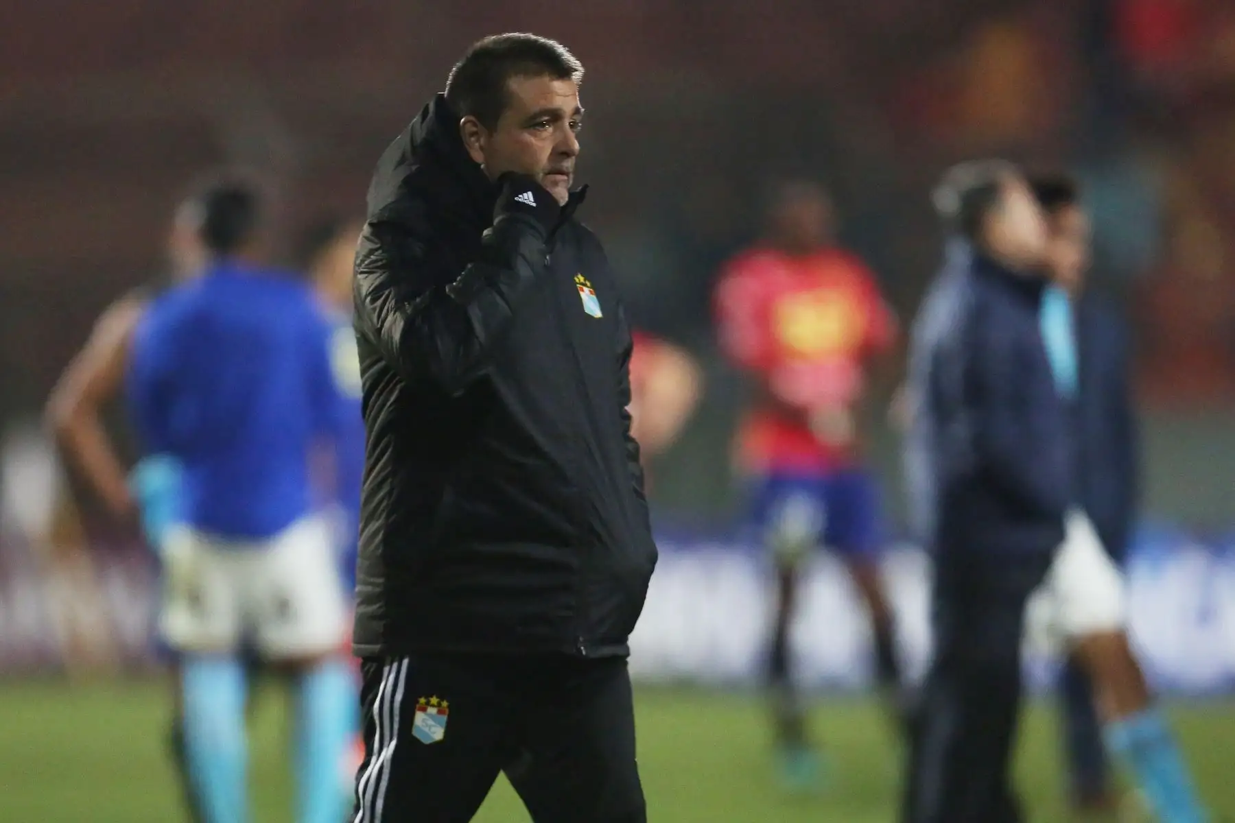 Claudio Vivas entrenador de Sporting Cristal festejan el triunfo ante Unión Española durante un partido de fútbol de la Copa Sudamericana 2019.
Foto:EFE