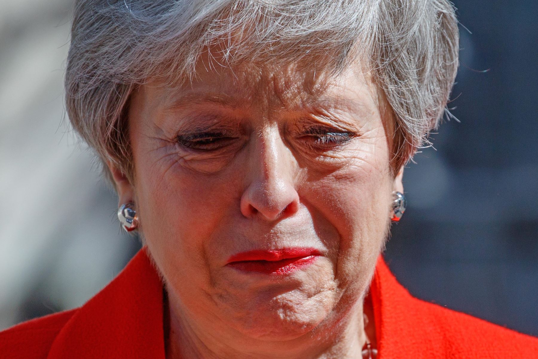La primera ministra británica, Theresa May, anuncia su renuncia. Foto: AFP.